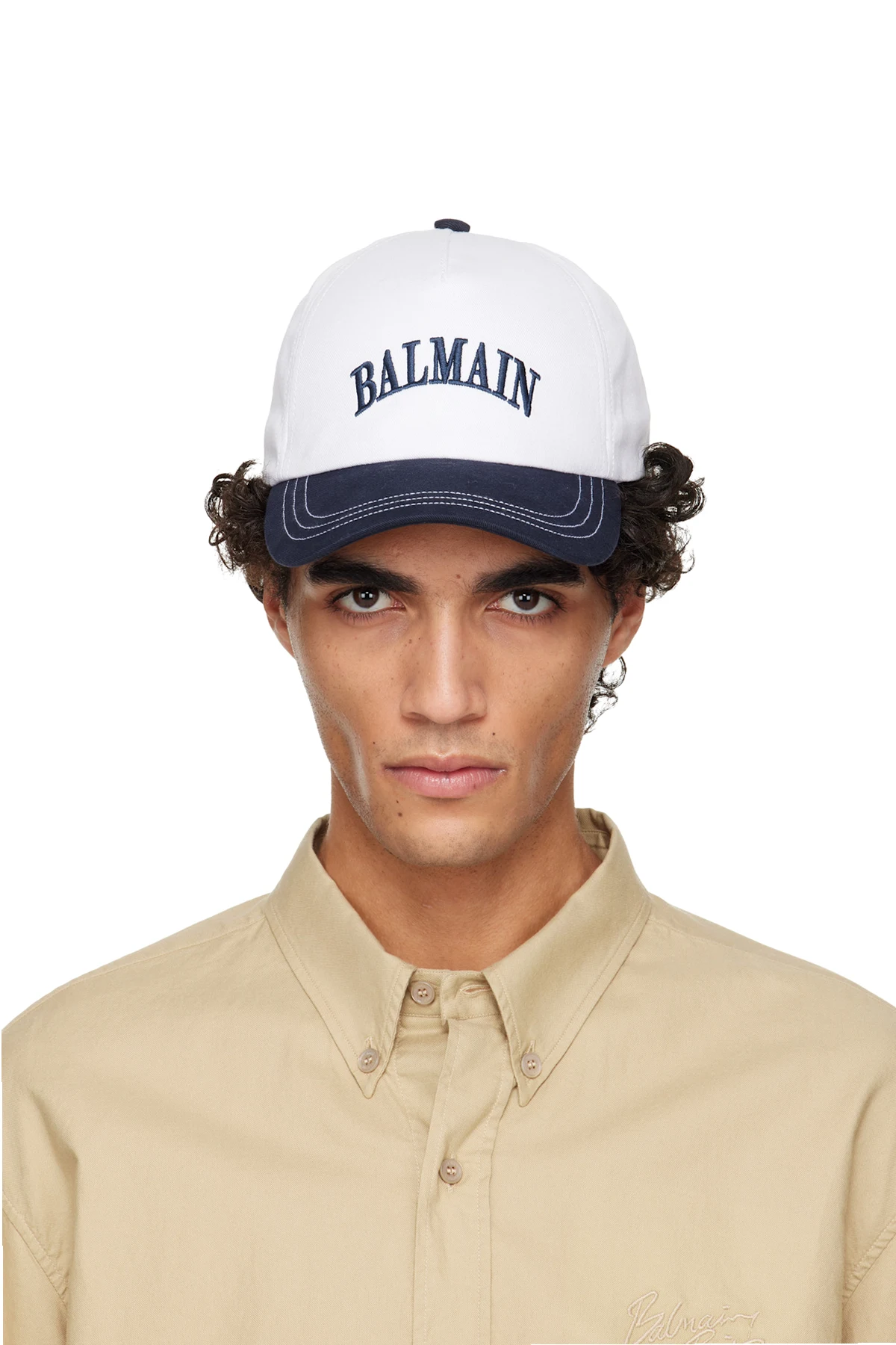 White & Navy Two-Tone Cotton Cap