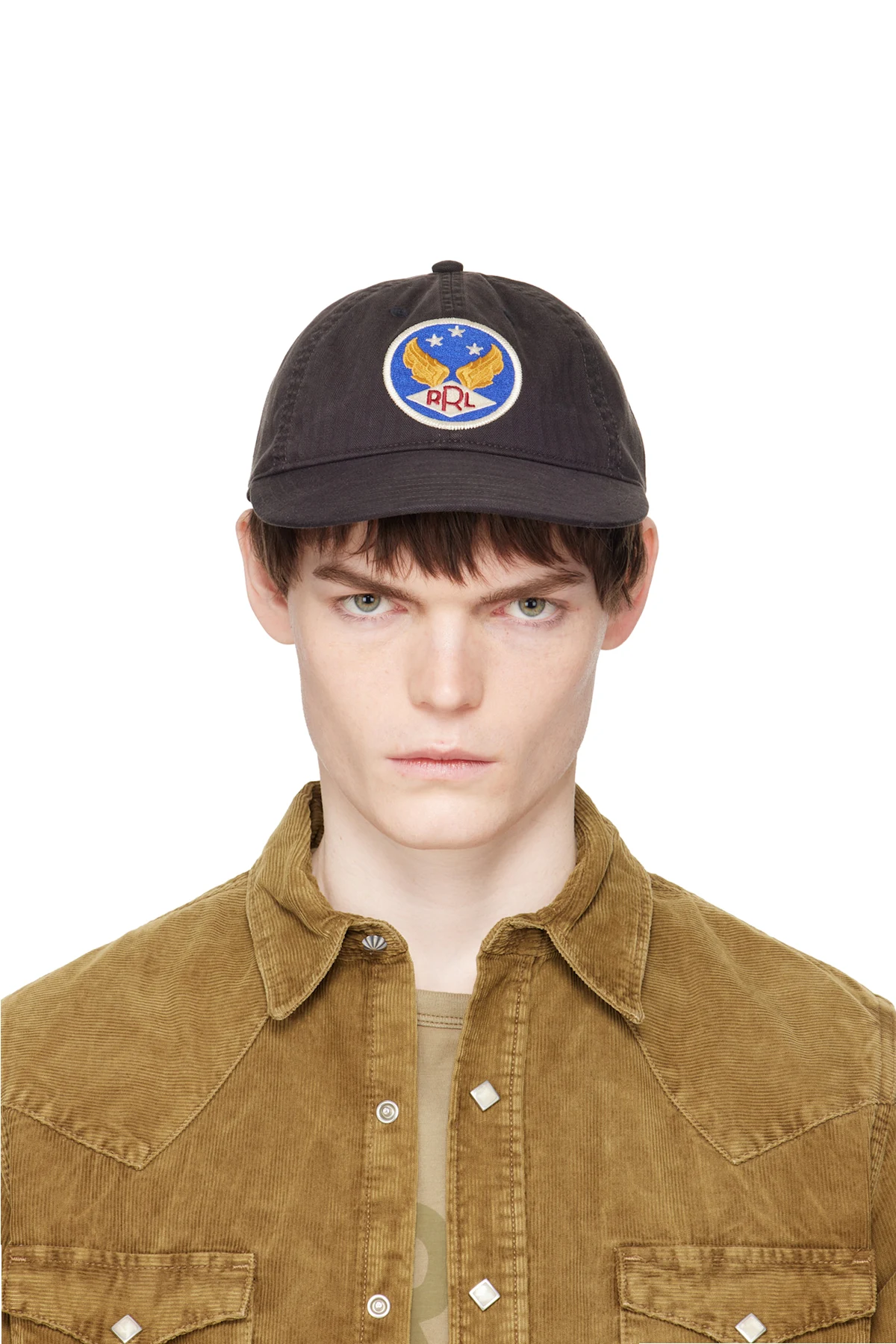 Black Winged-Logo Twill Ball Cap