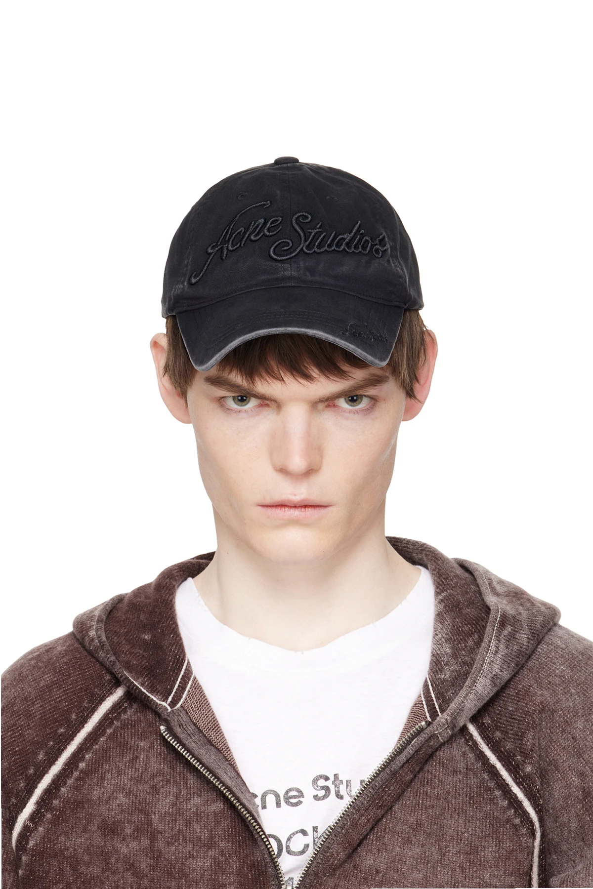 Black Embroidered Logo Cap
