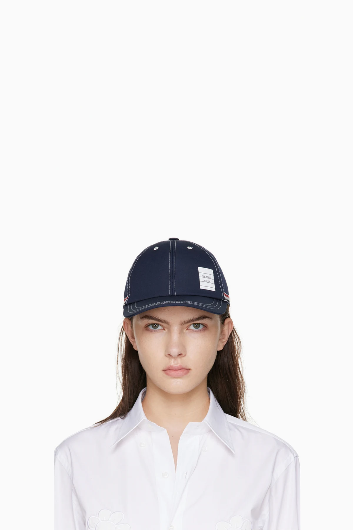 Navy Contrast Stitch Baseball Cap