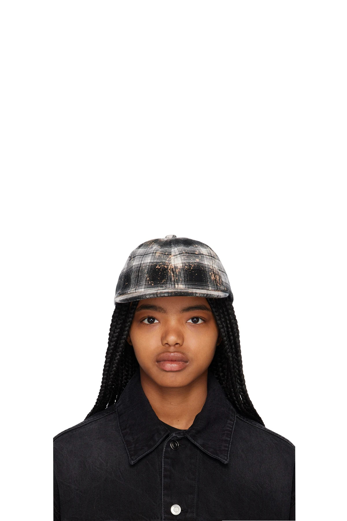 Black Bleach Check Cap