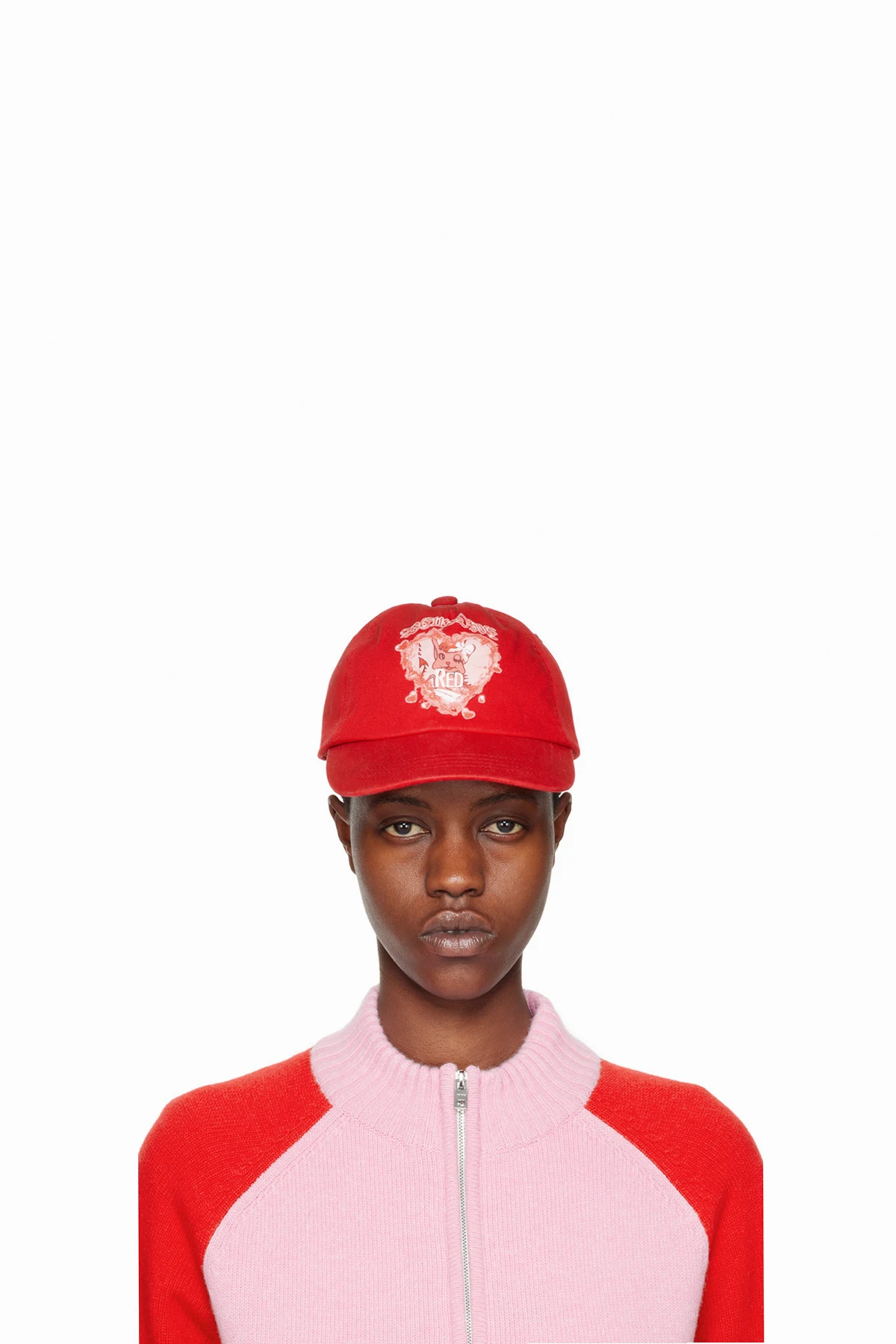 Red Character Print Cap