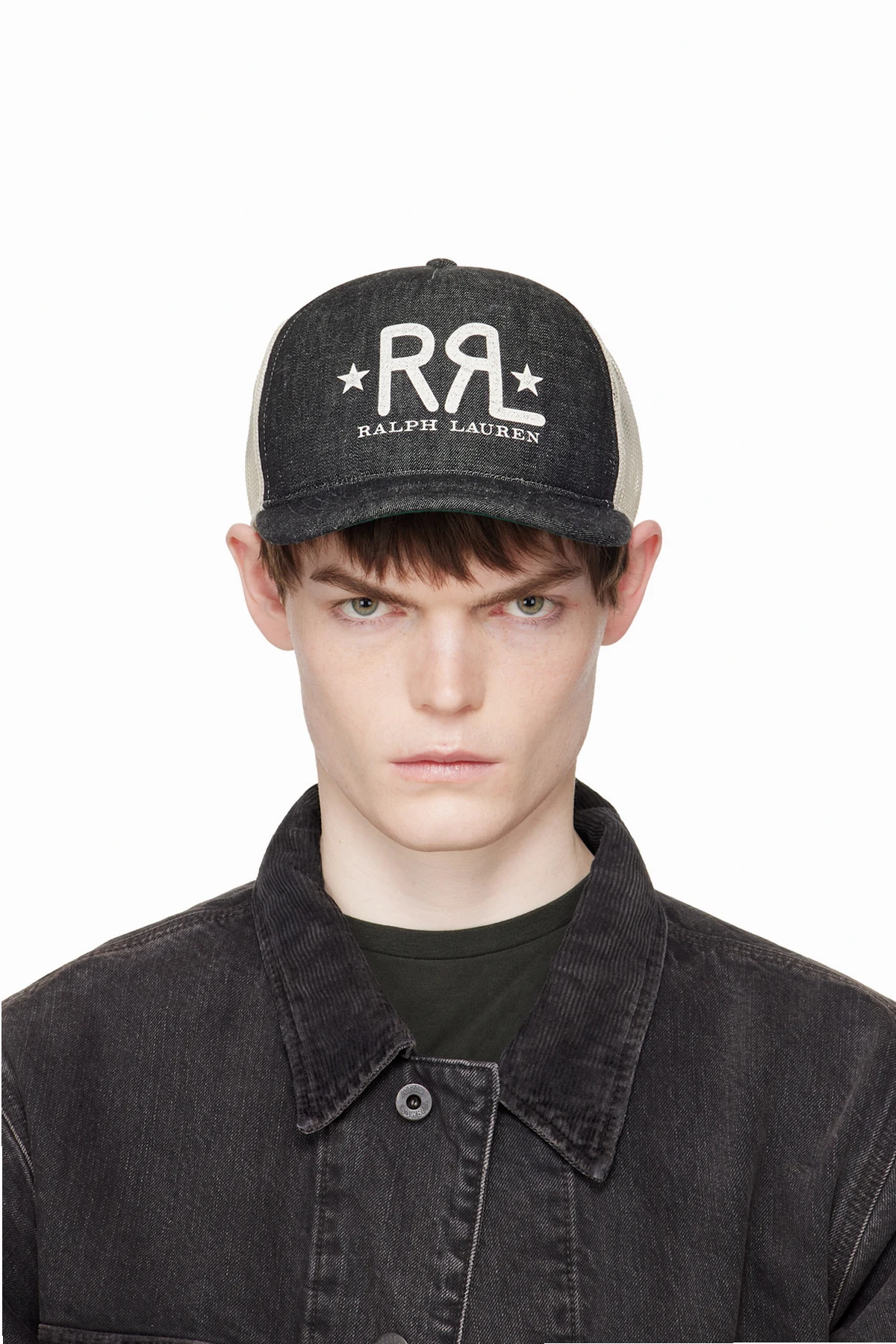 Black Ranch Logo Denim Trucker Cap