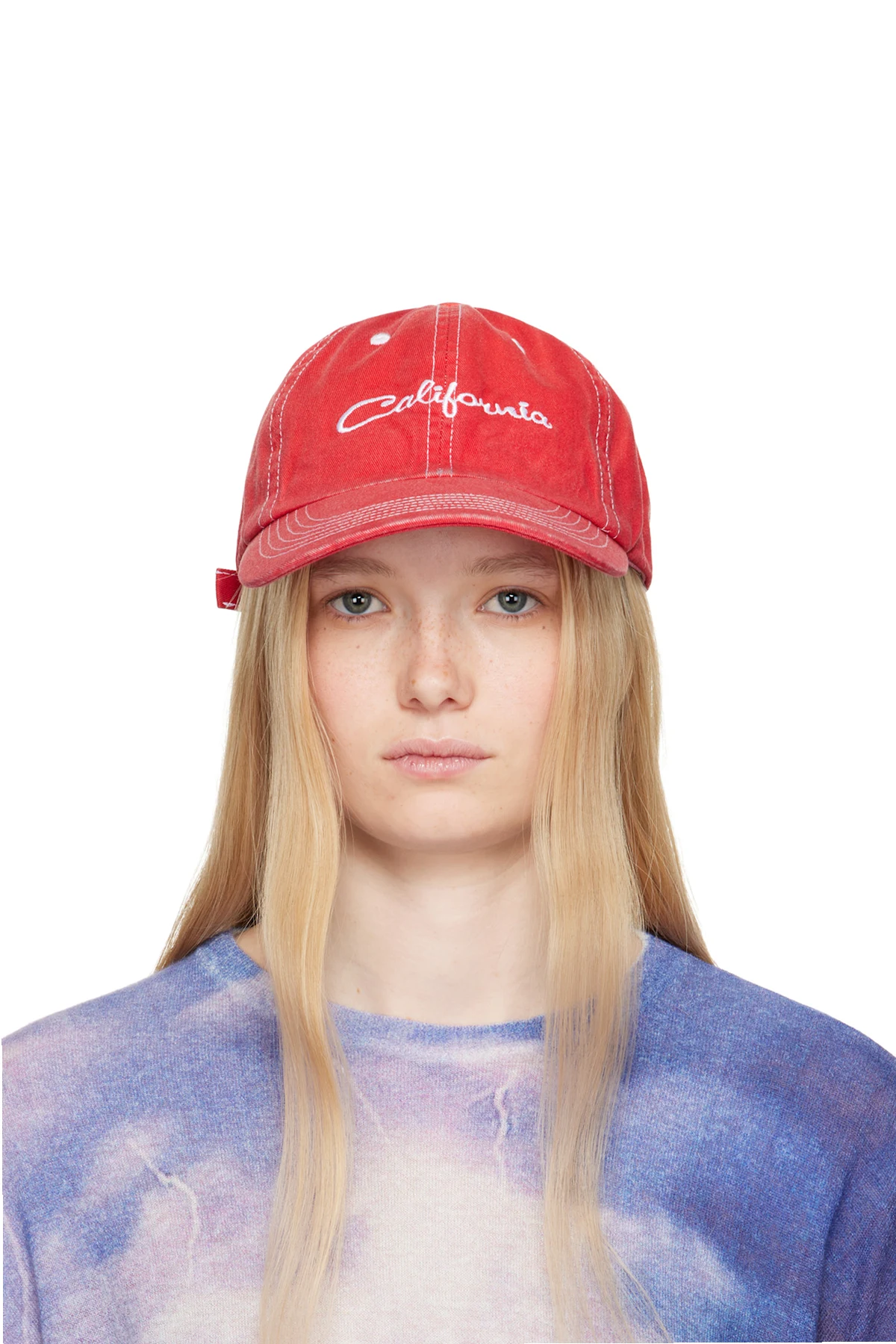 Red 'California' Embroidered Cap