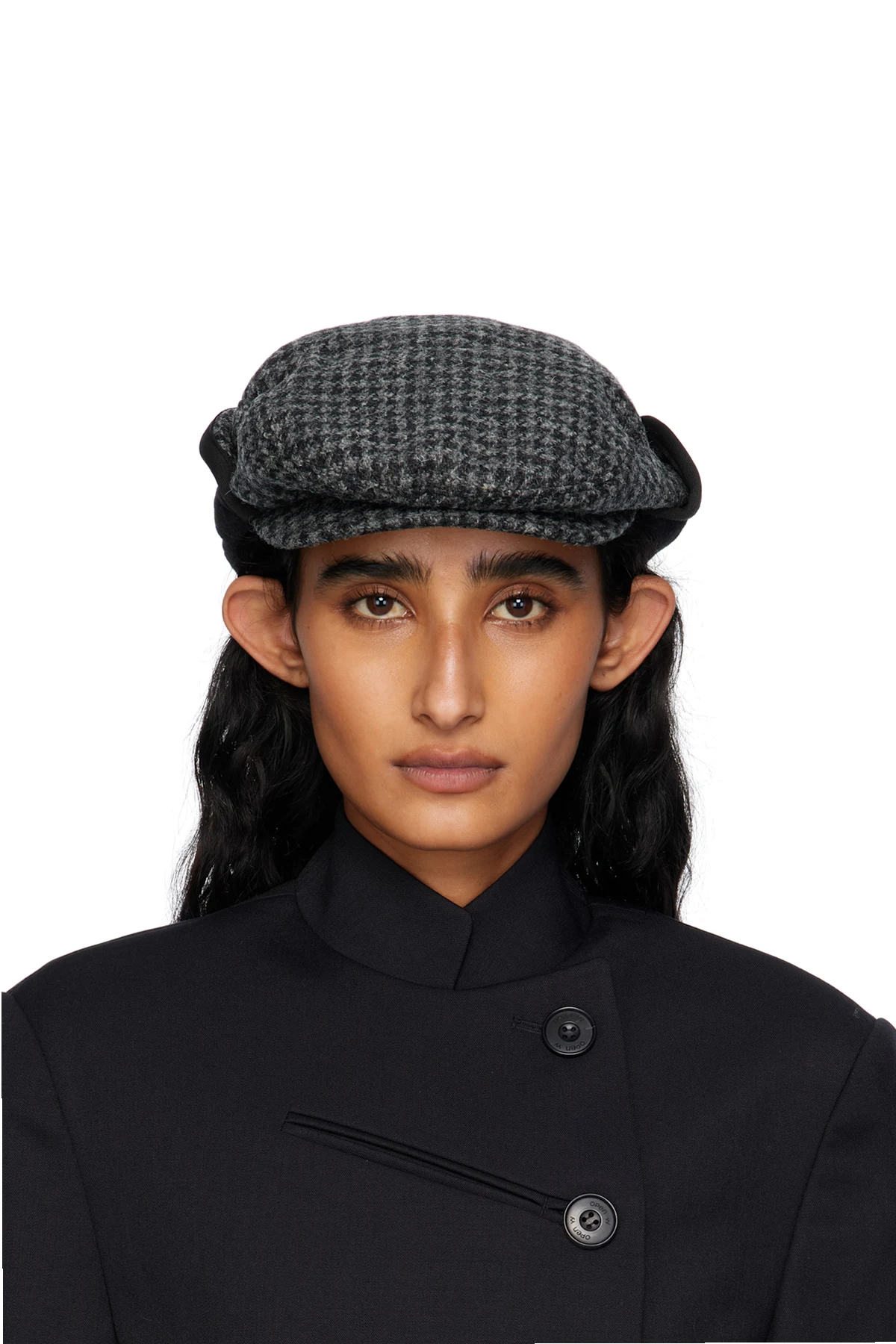 Black & Gray Harris Tweed Bicycle Foldable Cap