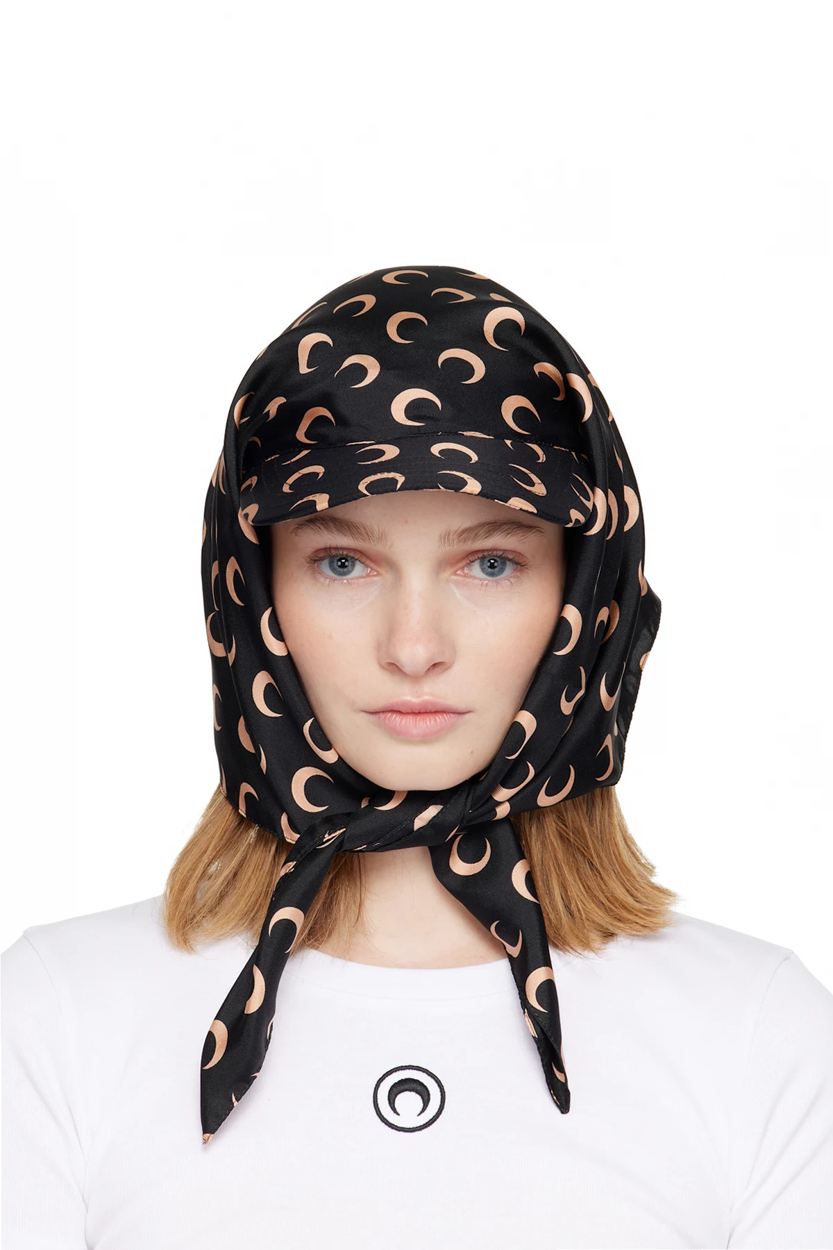 Black & Pink Moon Silk Veiled Cap