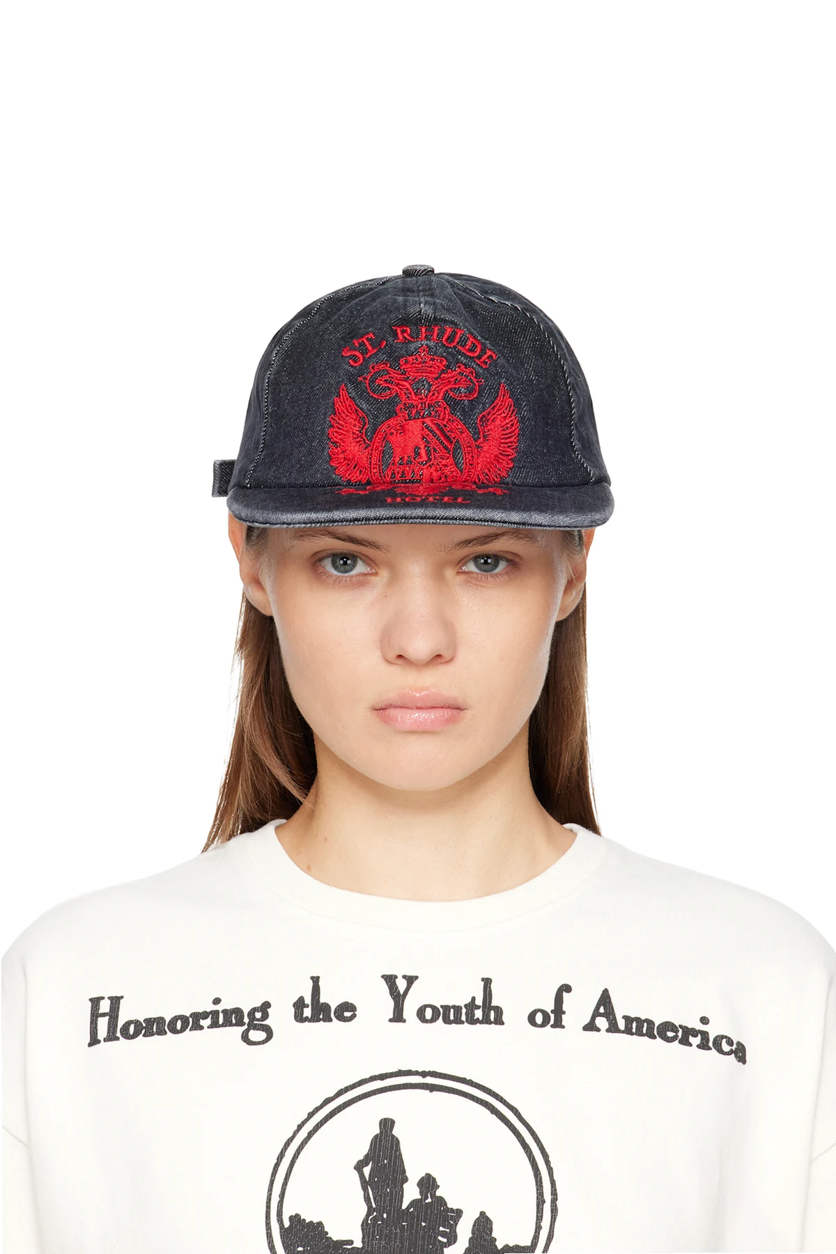 Black St. Rhude Seal Curved Brim Denim Cap