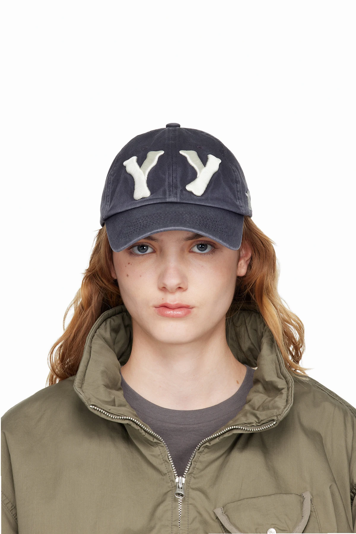 Navy 'YY' Heart Bone Ball Cap