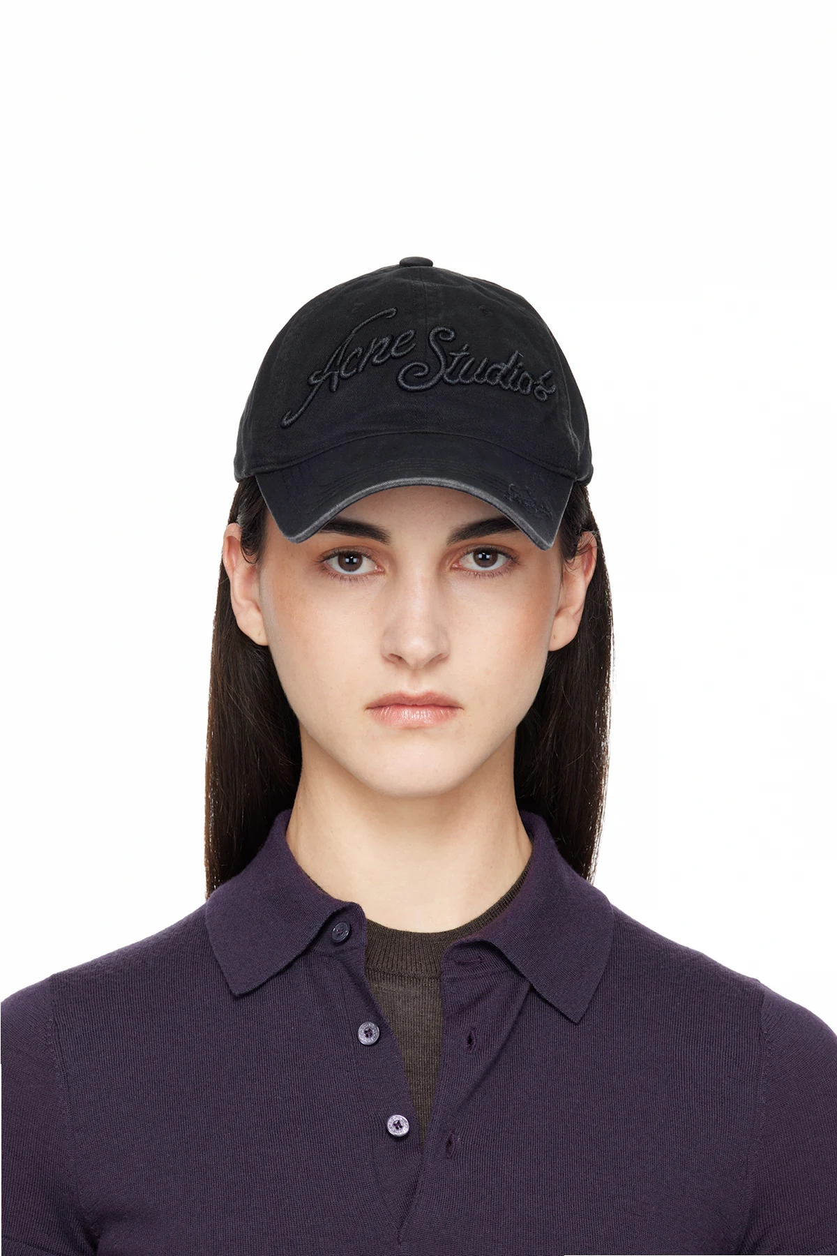 Black Embroidered Logo Cap