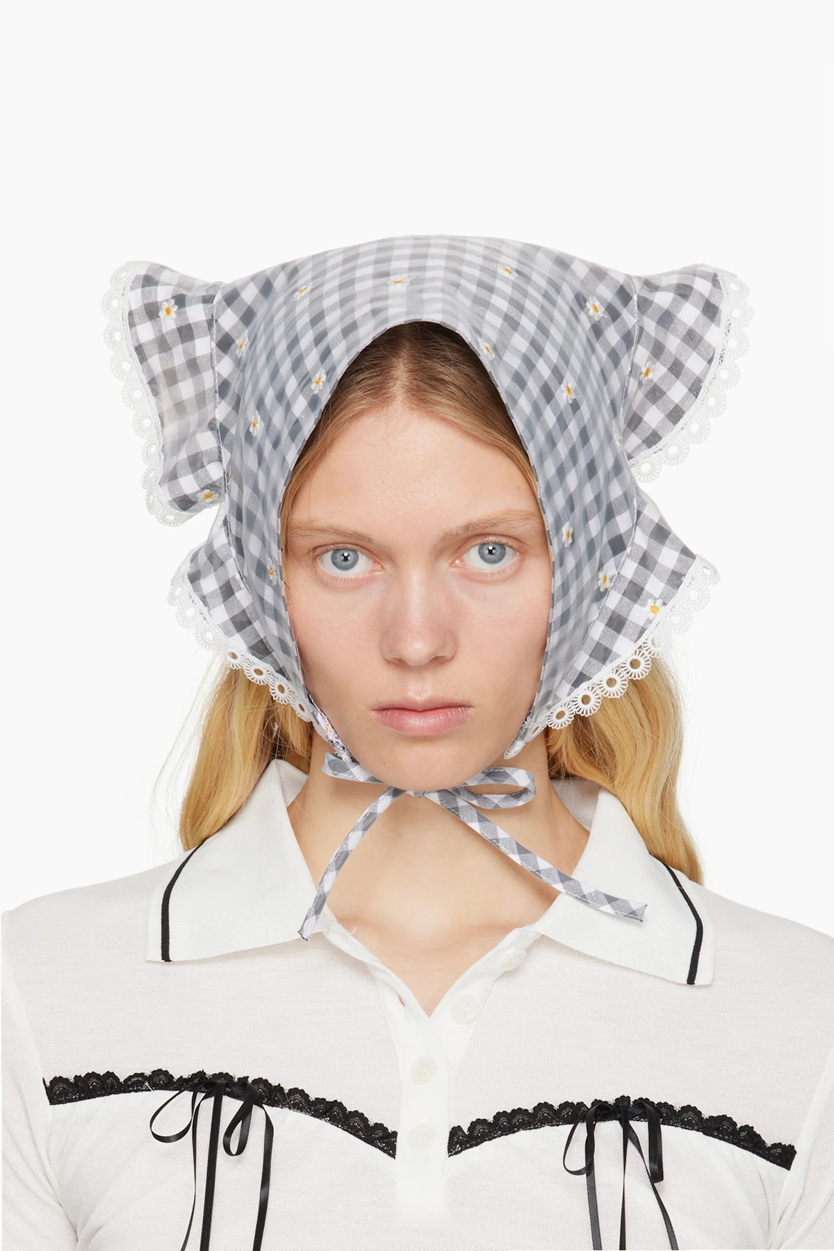 Black & White Ruffle Headscarf