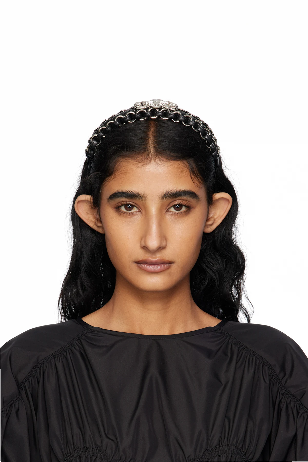 Black Leather Braid Headband