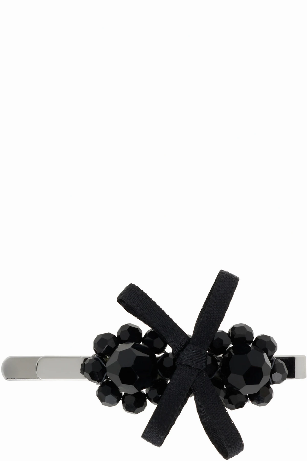 Black Petite Bow Mini Flower Hair Clip