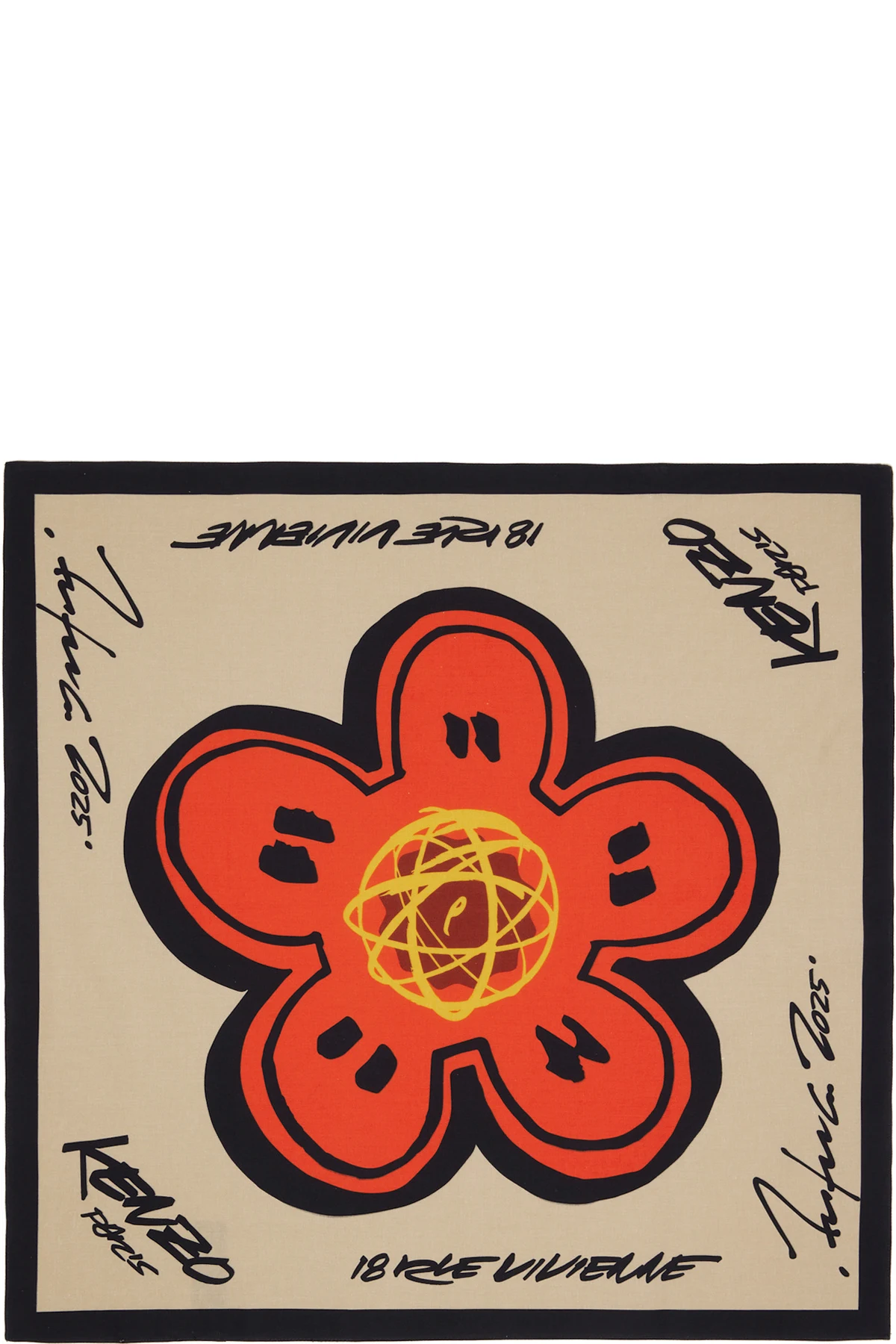 Beige Kenzo Paris Futura 2000 Edition Bandana Scarf