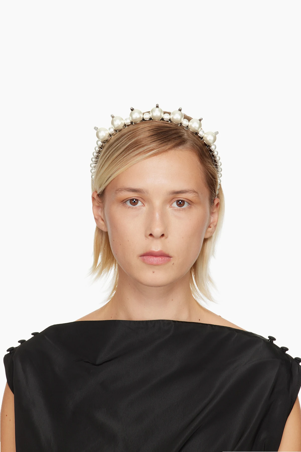 Silver Pearl & Crystal Tiara Headband