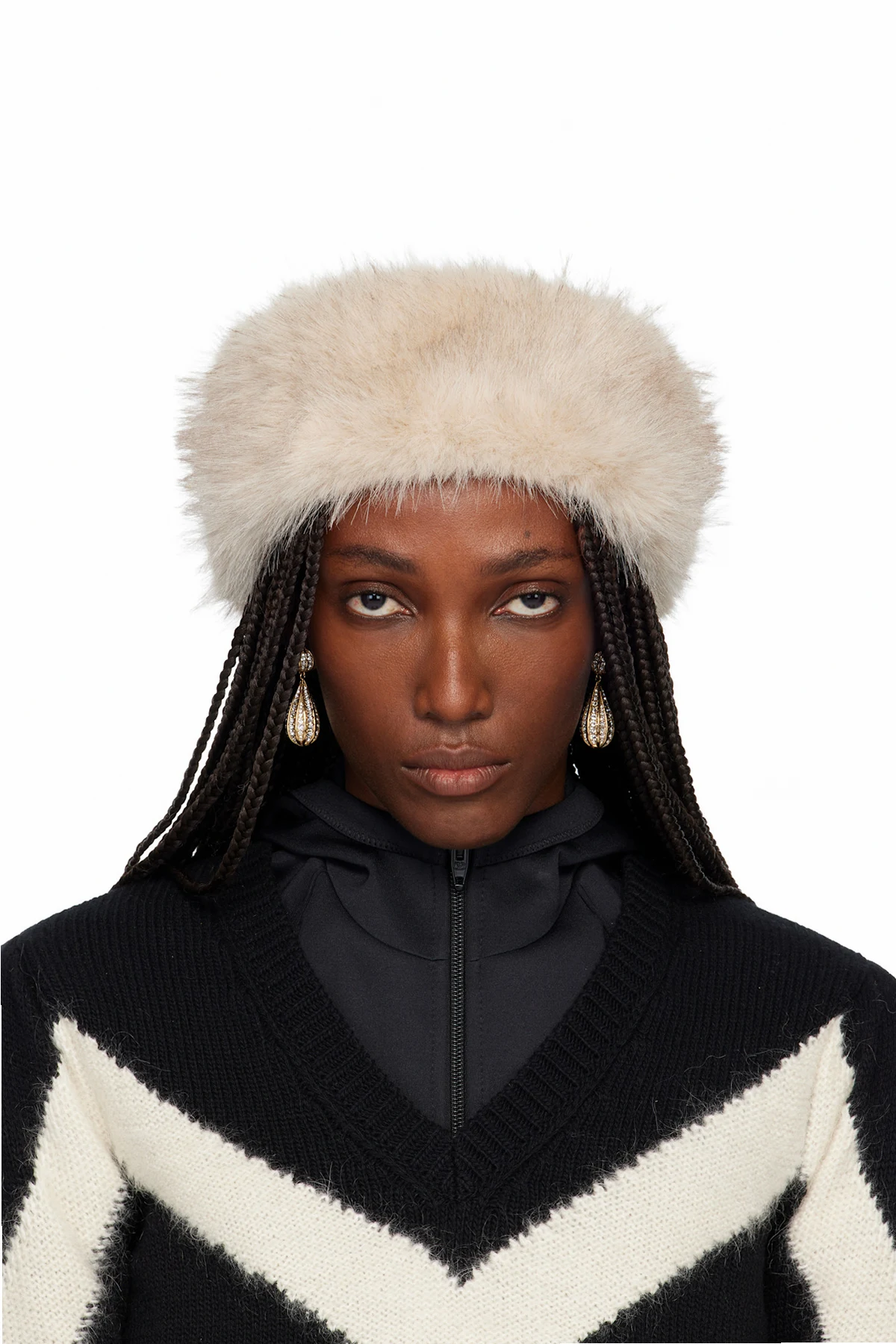 Beige VLogo Signature Faux-Fur Headband