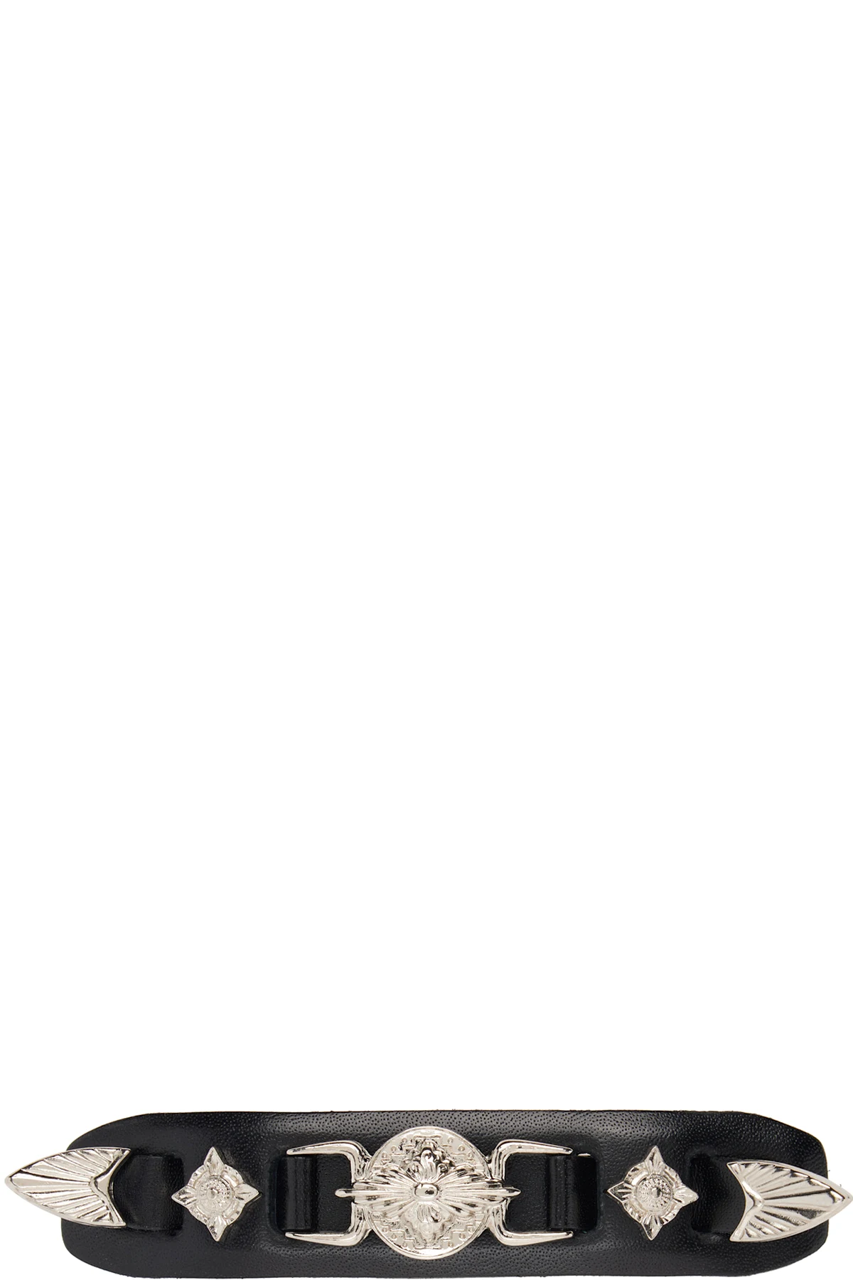 Black Small Metal Leather Hair Clip