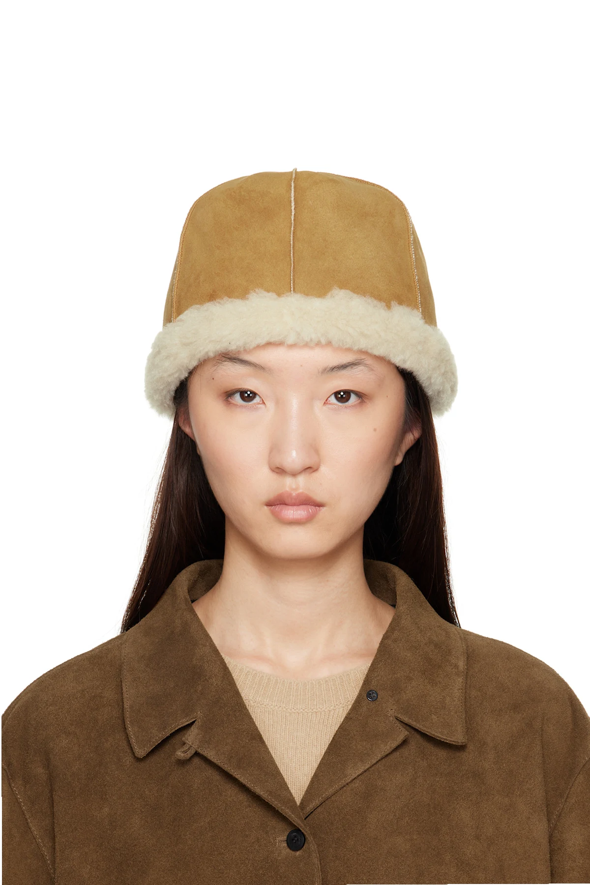 Tan & Beige Reversible Faux-Shearling Hat