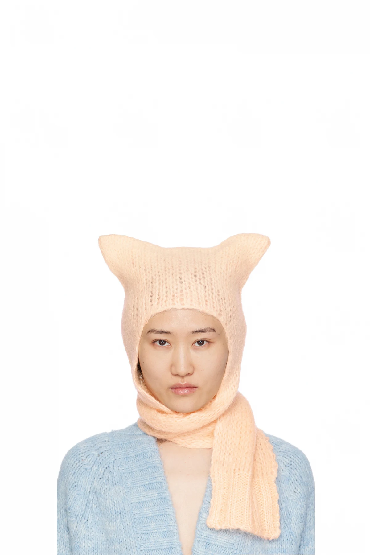 Pink Faded Mohair Scarf Beanie