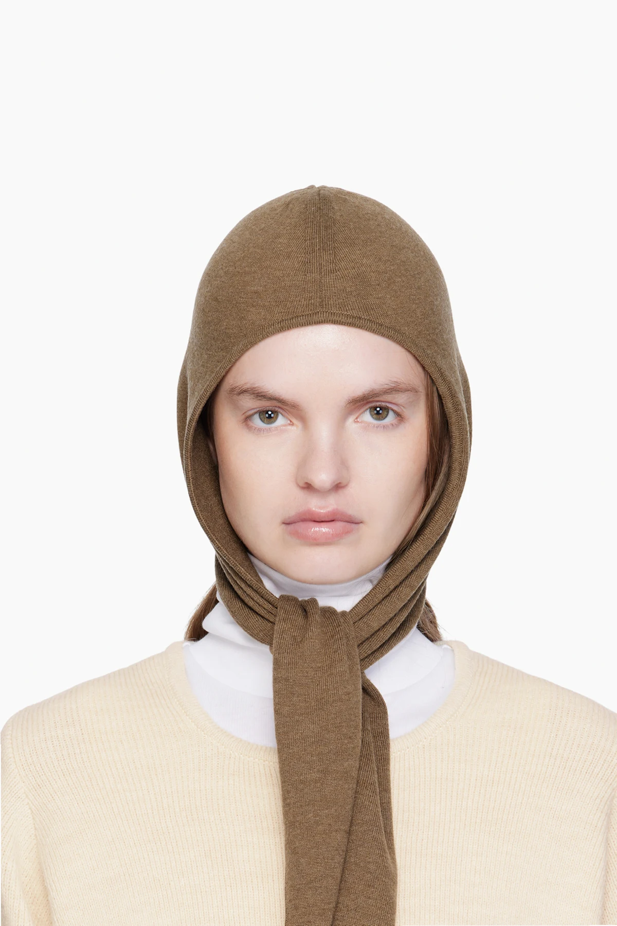 Brown Fine Wool Head Scarf Hood