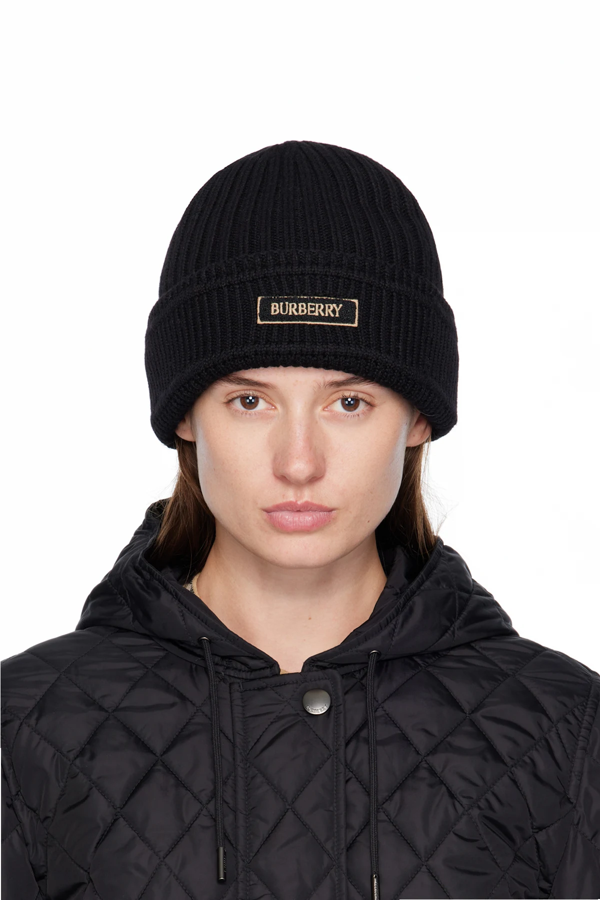 Black Logo Wool Beanie