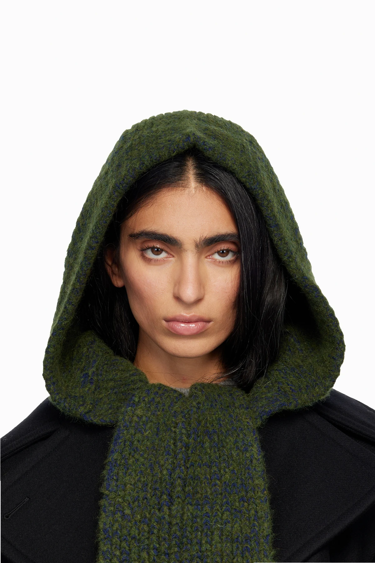 Green Hooded Wool Scarf