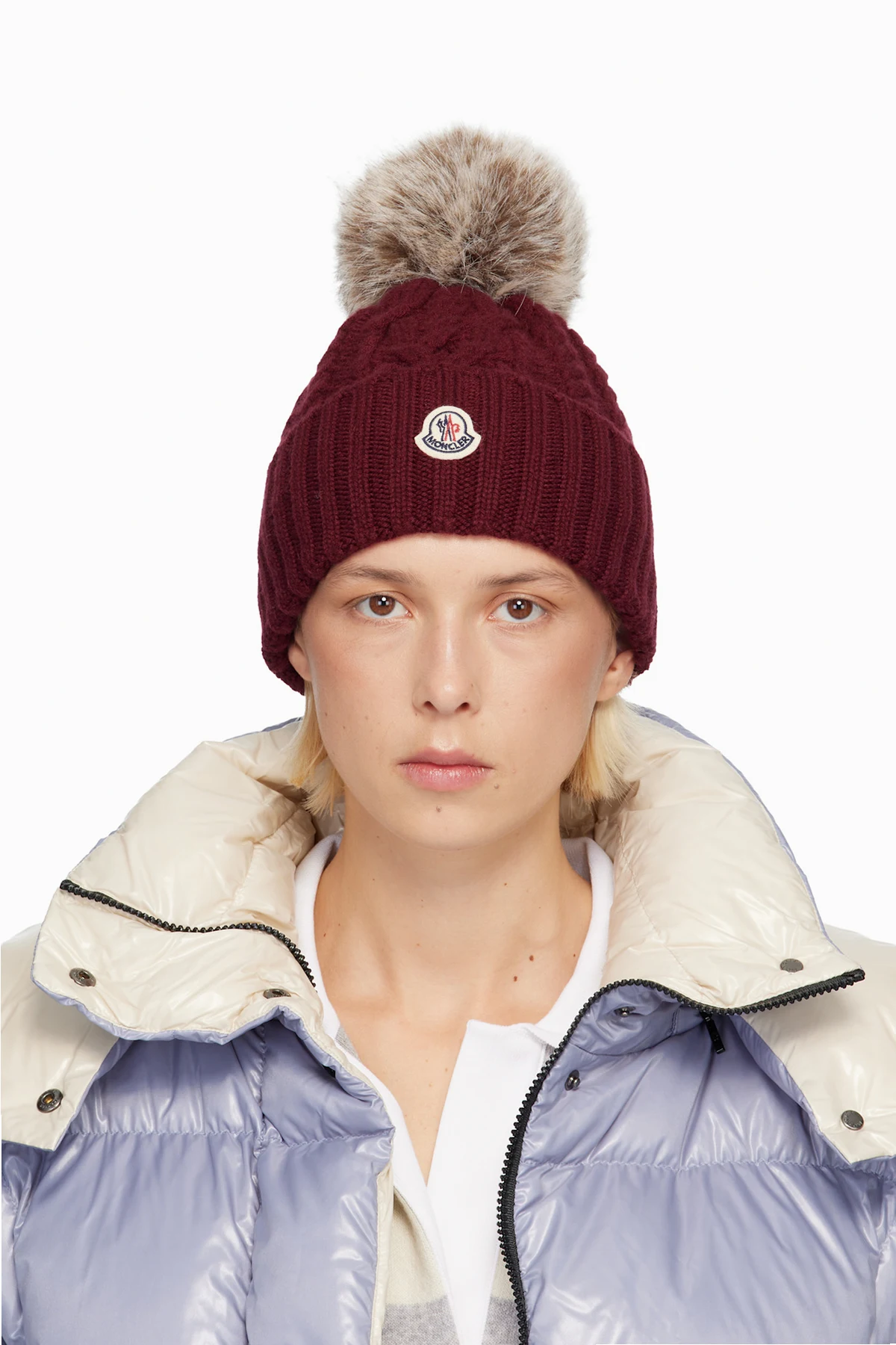 Burgundy Cashmere Blend Pom Pom Beanie