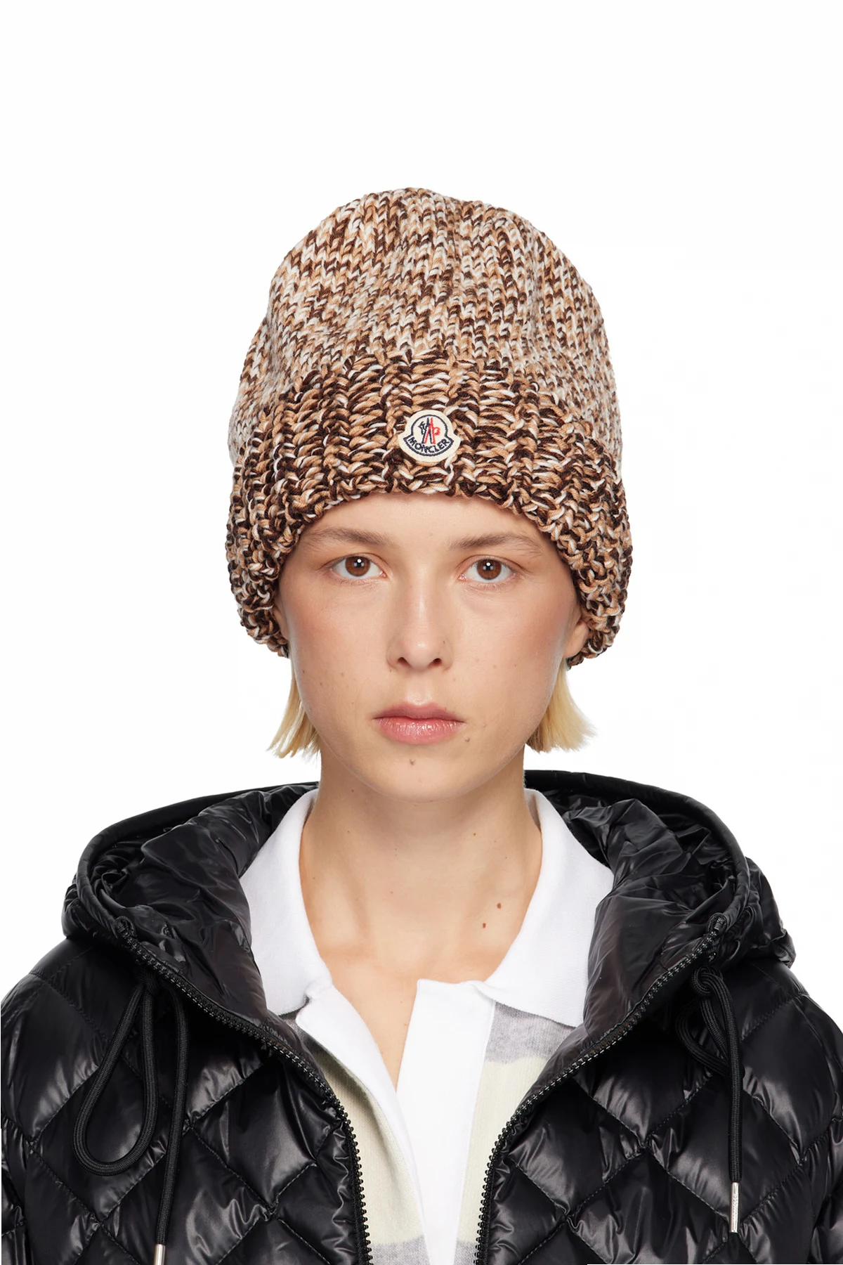 Brown Mouliné Wool Blend Beanie