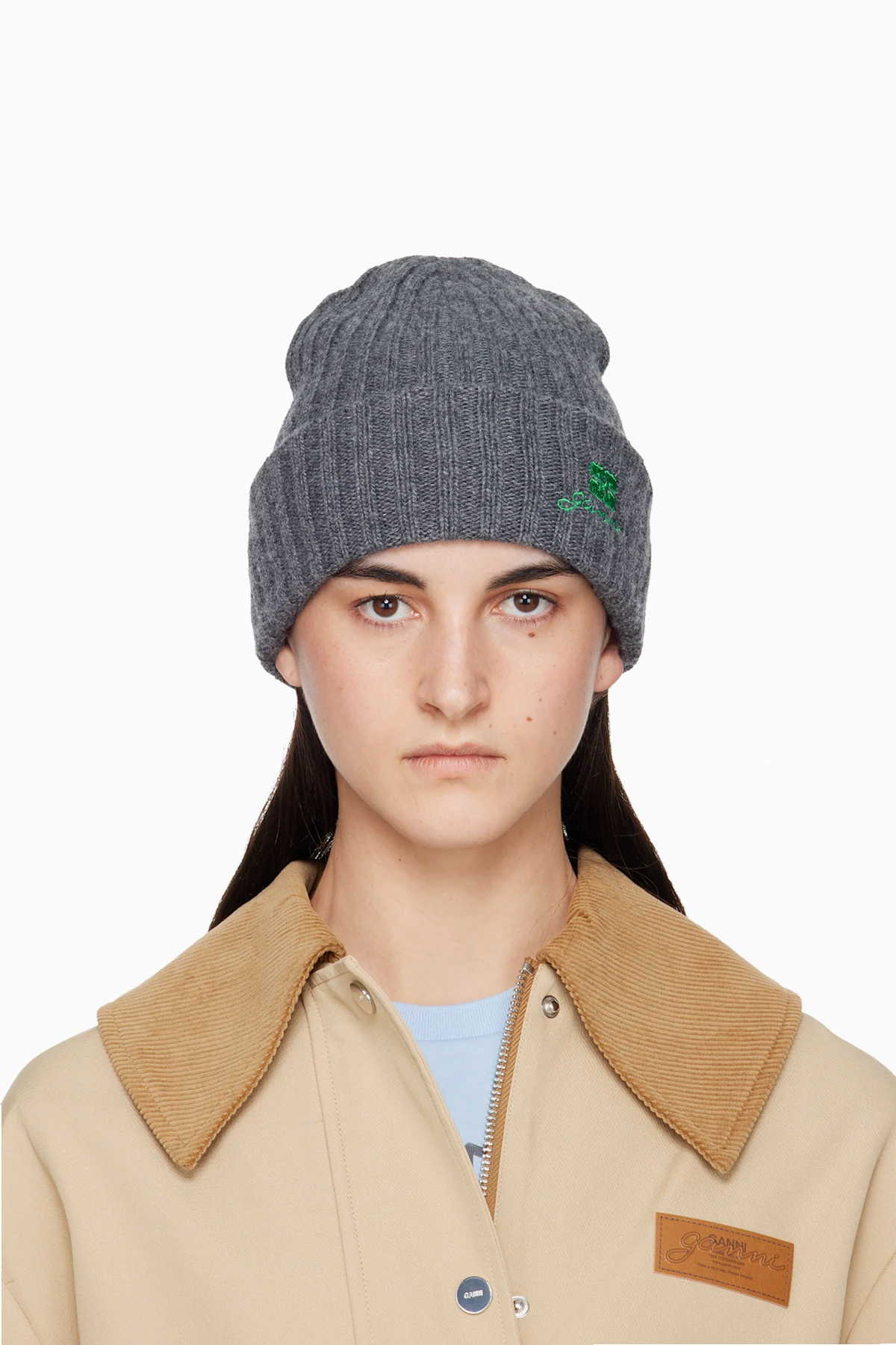 Gray Wool Knit Beanie