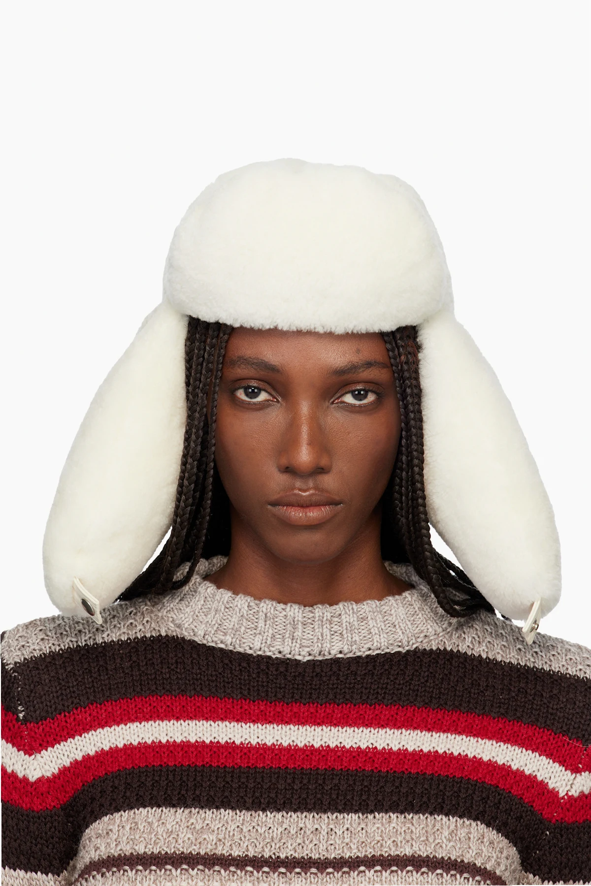 Off-White Shearling Aviator Hat