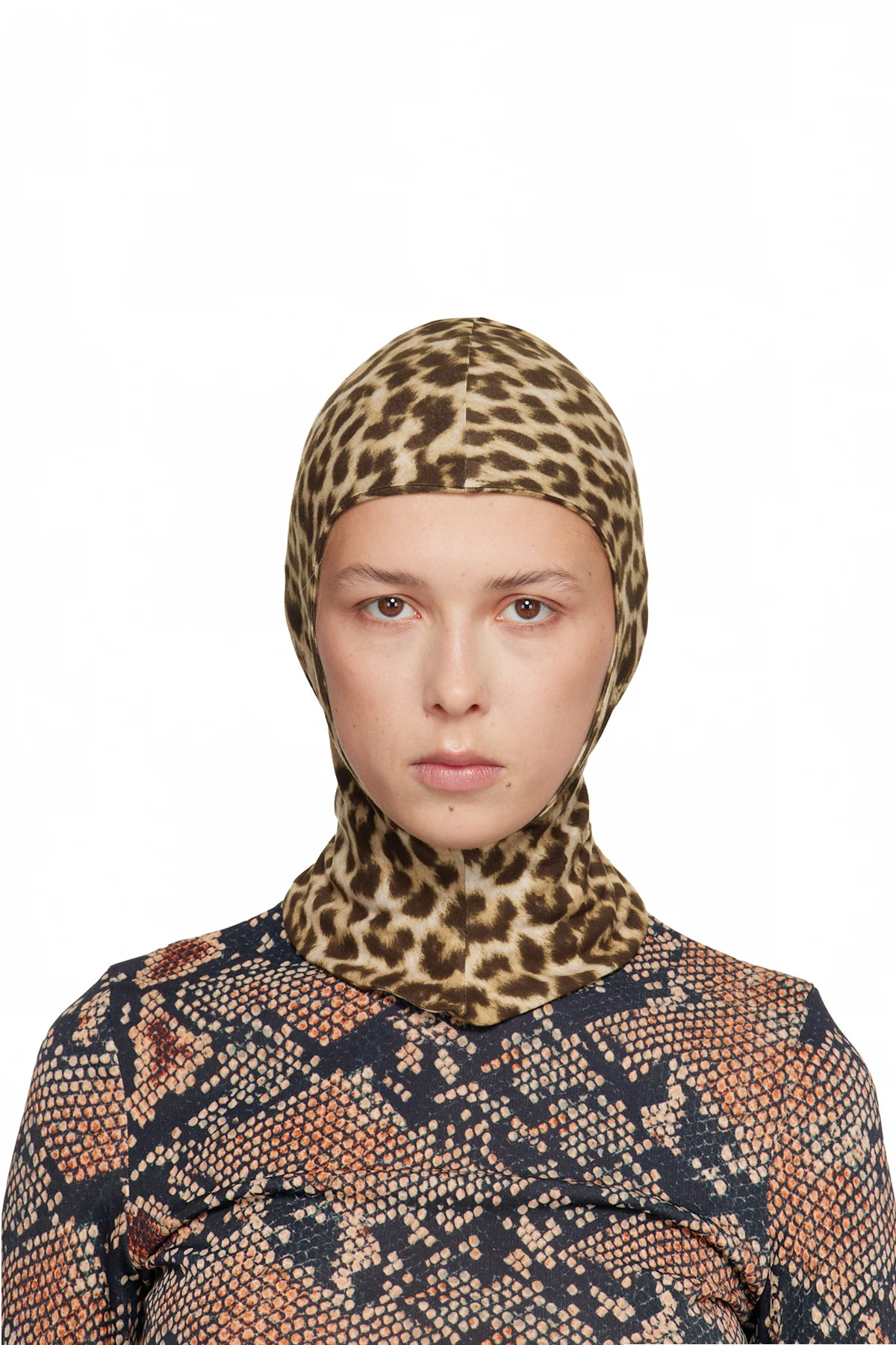 Tan Jersey Printed Balaclava