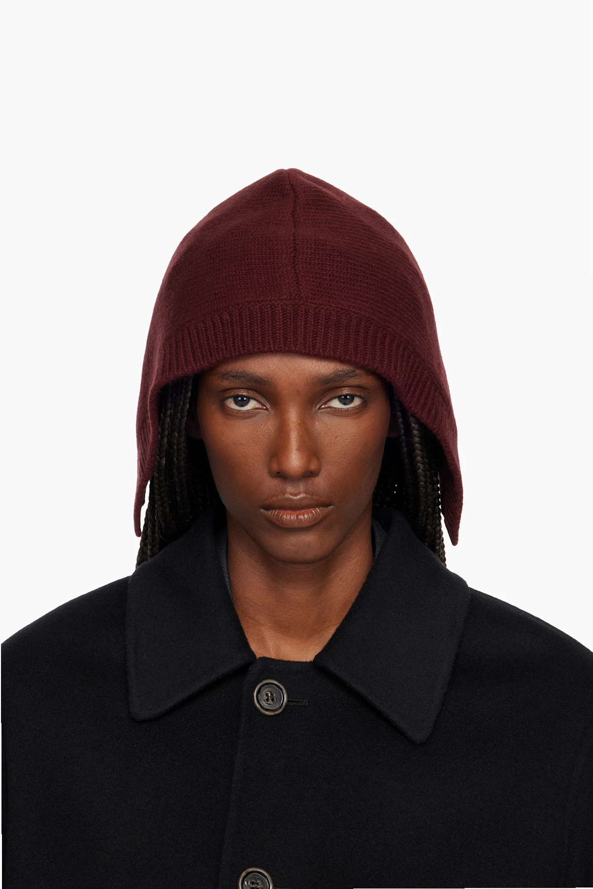 Burgundy Wool Knit Hood