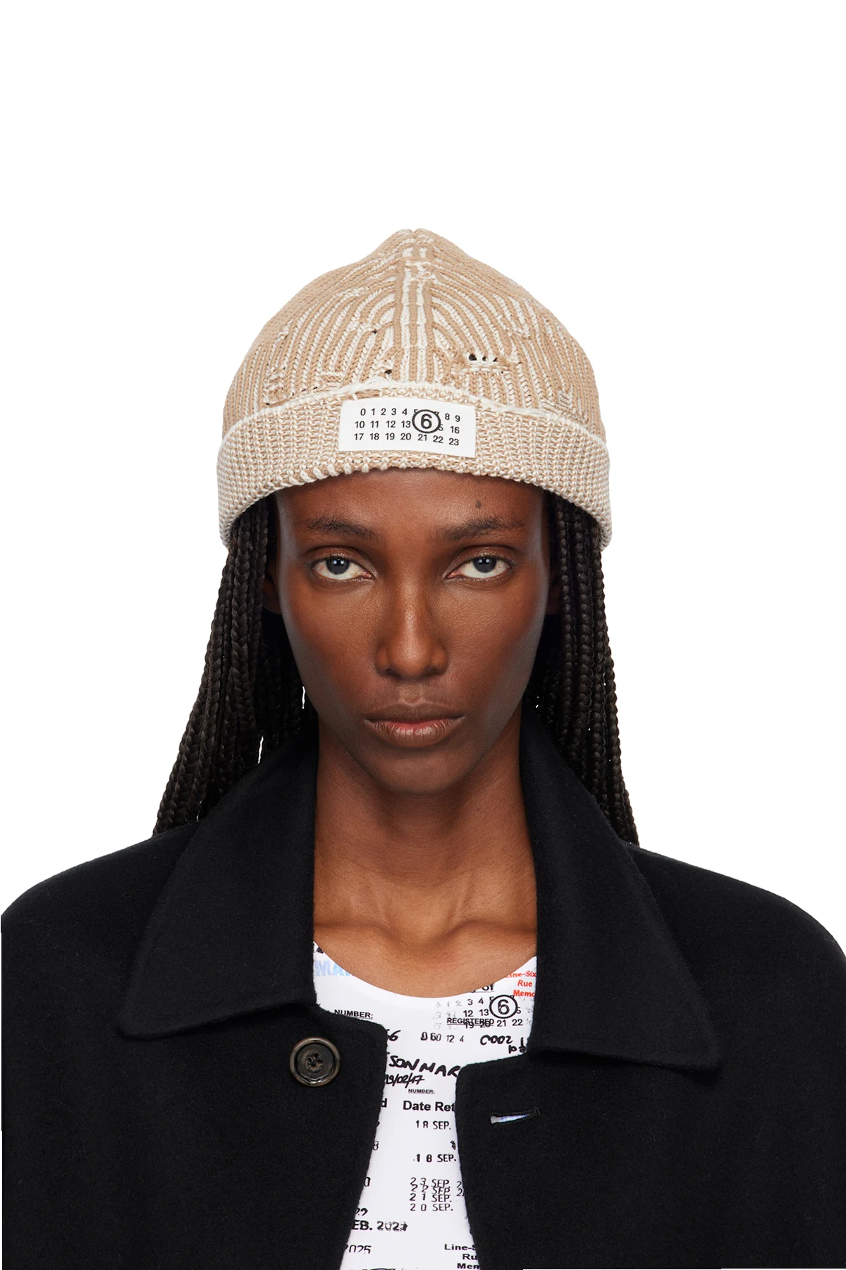 Beige Amended Optical Ribs Beanie