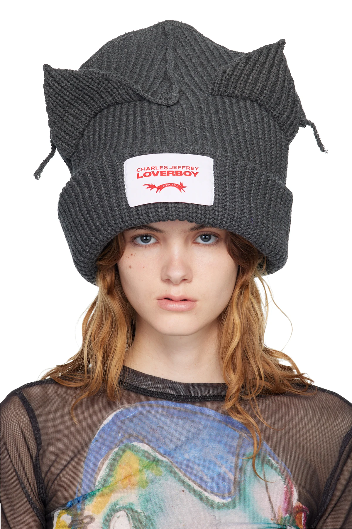 Gray Supersized Chunky Ears Beanie