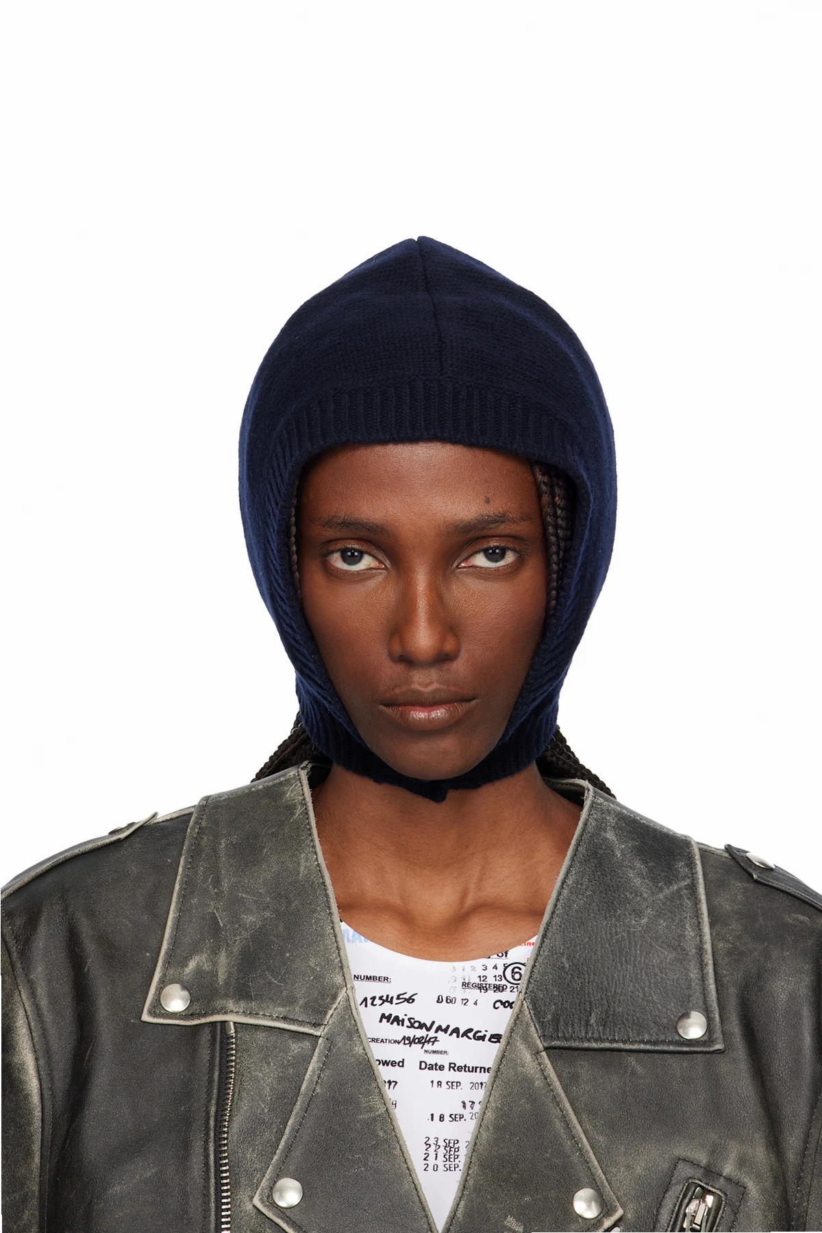 Navy Wool Knit Hood