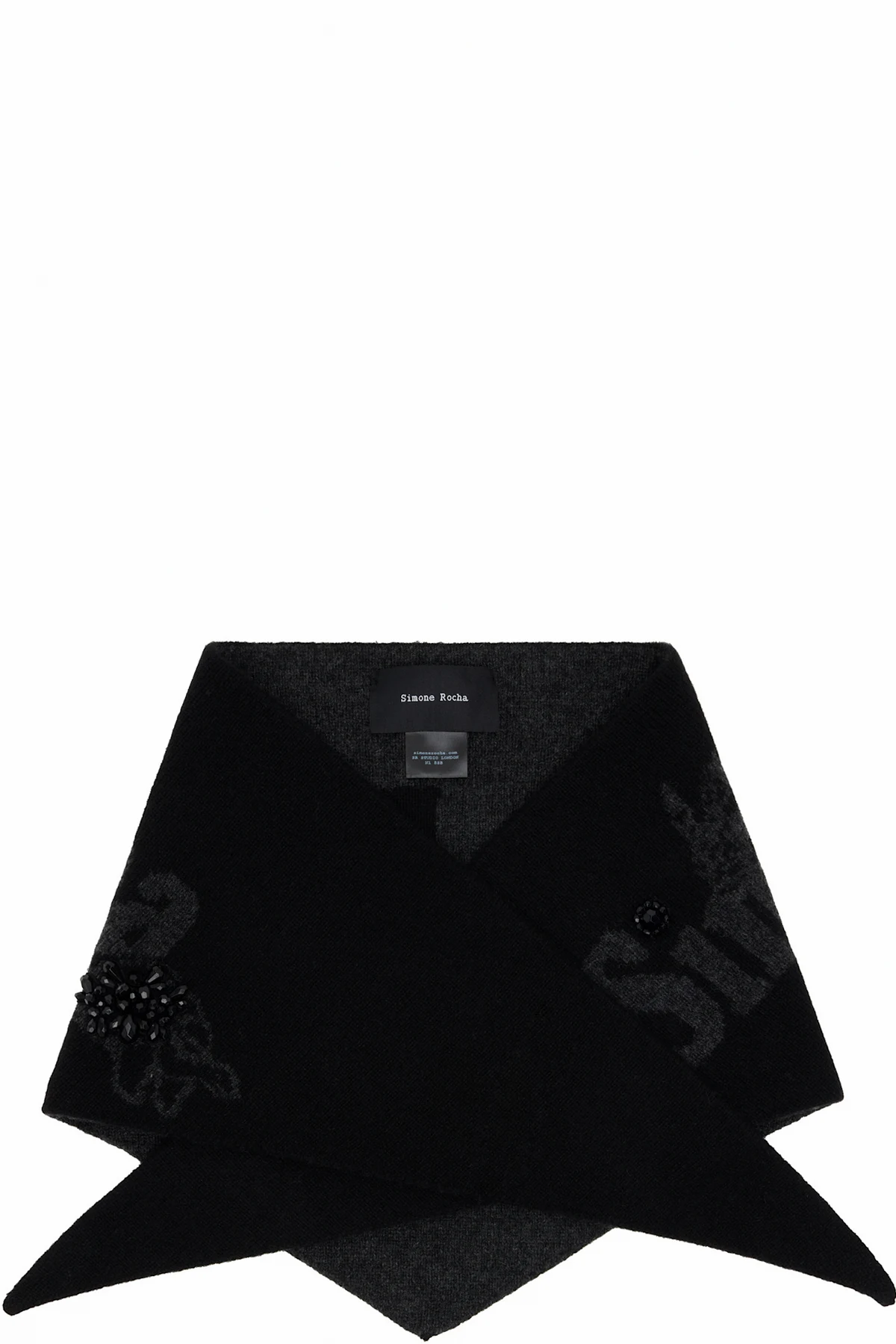 Black Graphic Logo Knit Neckerchief Scarf