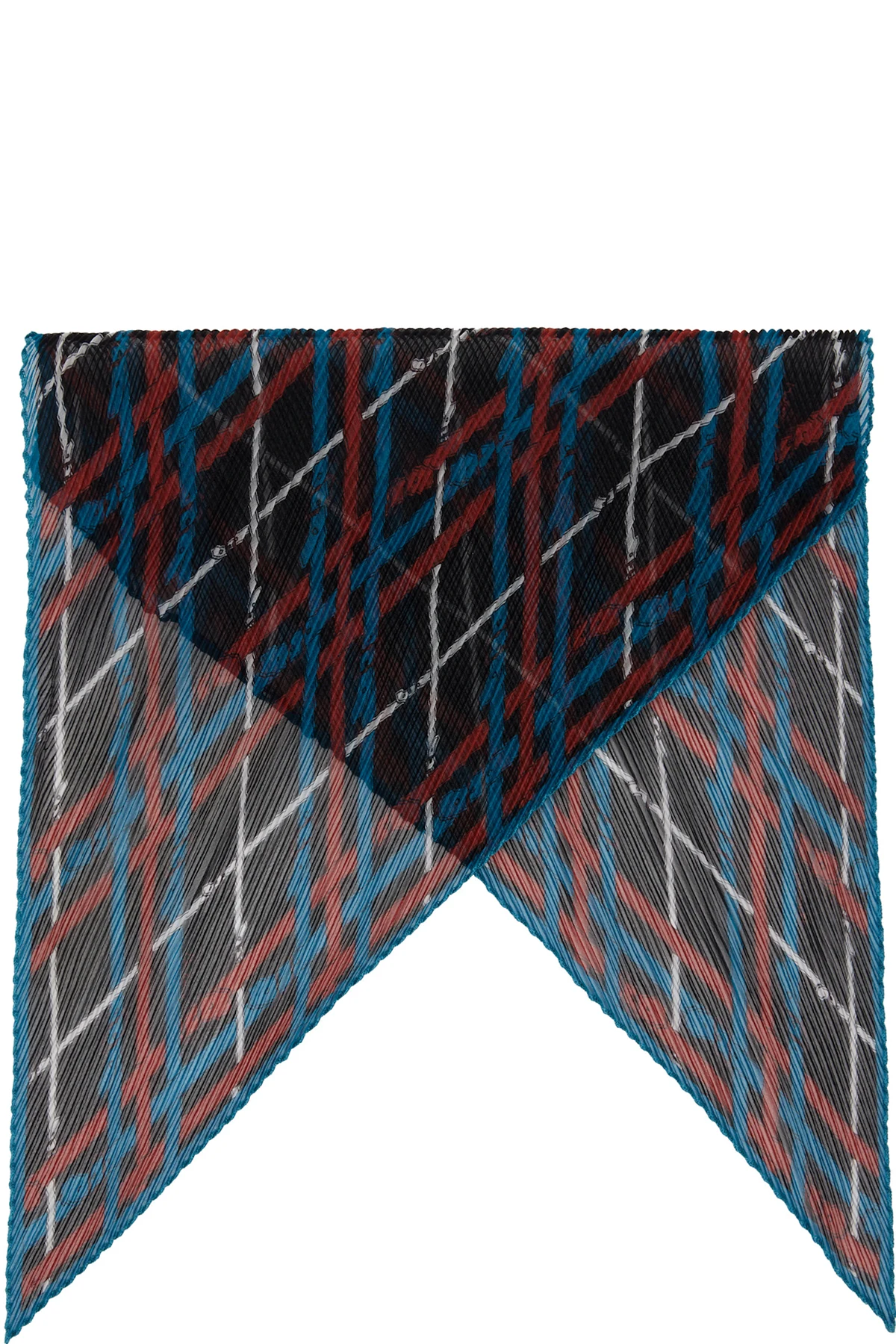 Black & Blue Belt Check Silk Chiffon Scarf