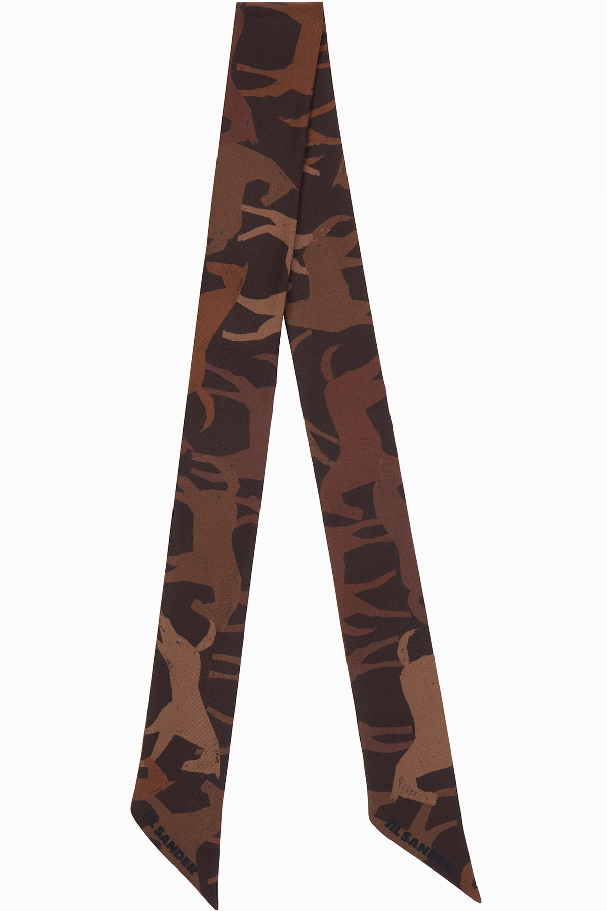 Brown Printed Silk Scarf