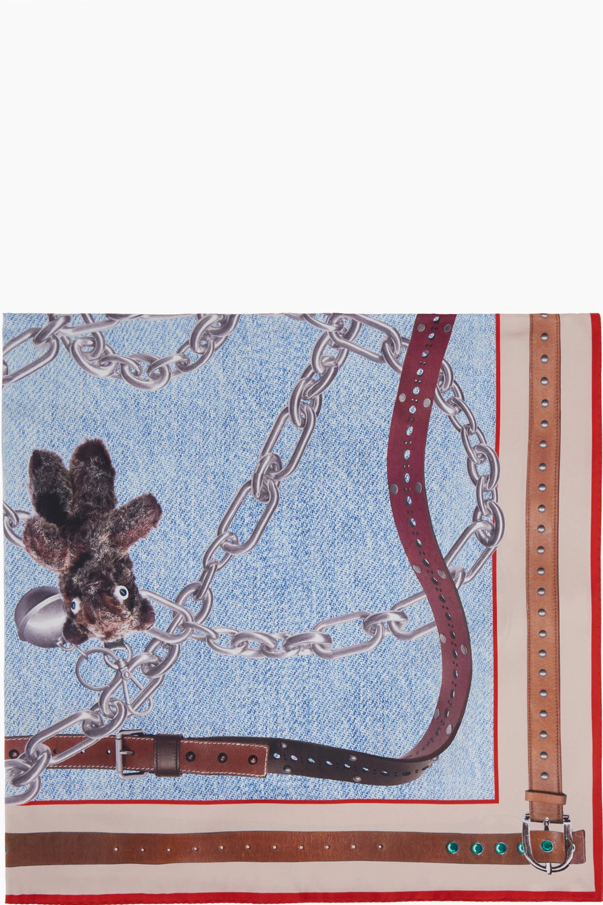 Blue Printed Silk Scarf