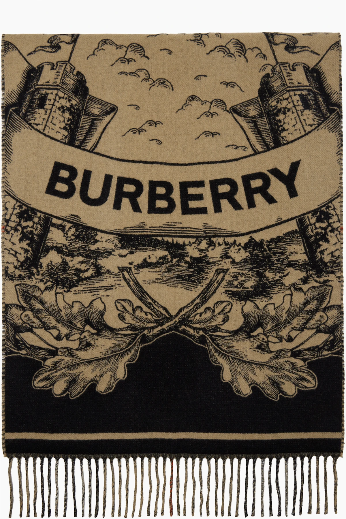 Beige Reversible EKD Cashmere Scarf