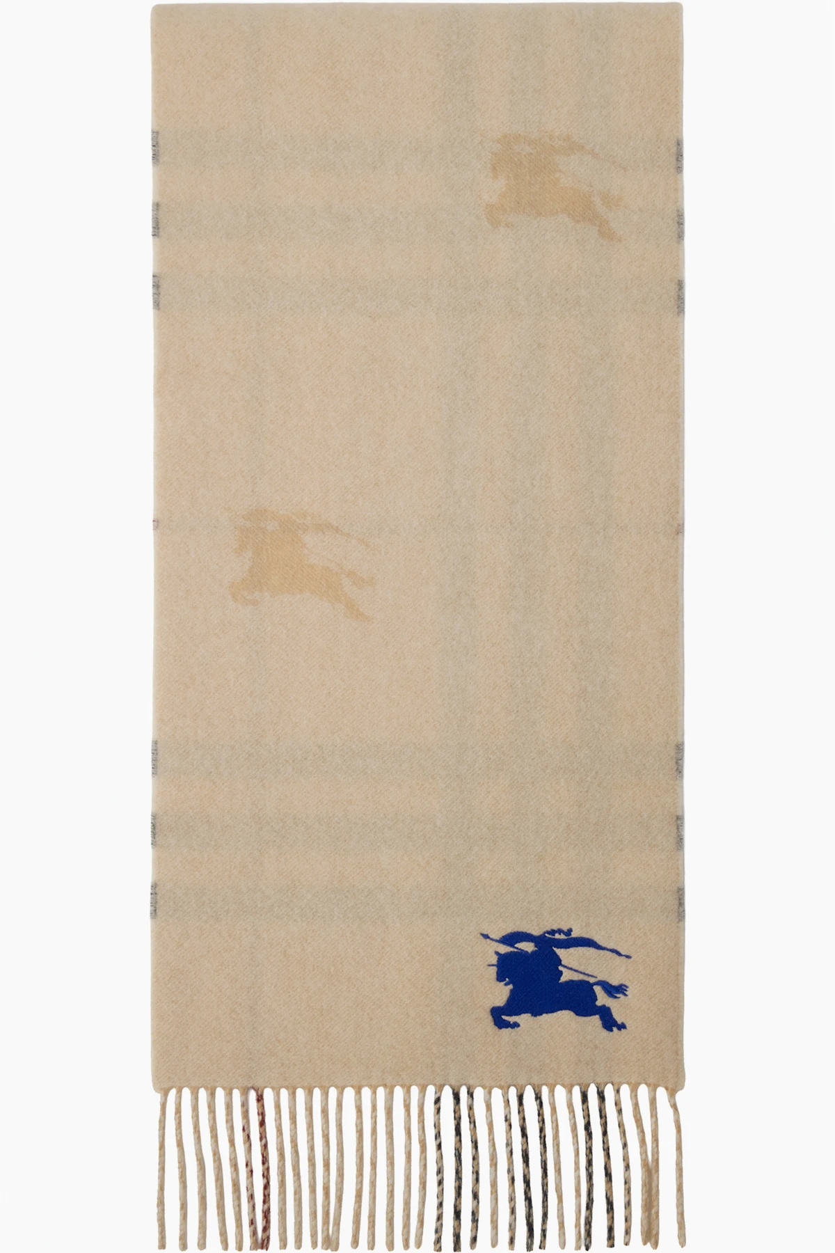 Beige Reversible EKD Check Cashmere Scarf