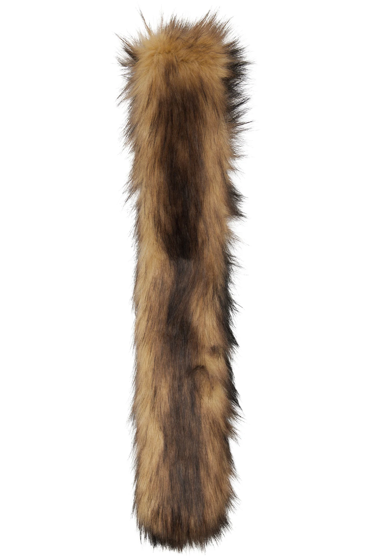 Brown & Beige Slim Faux Fur Scarf