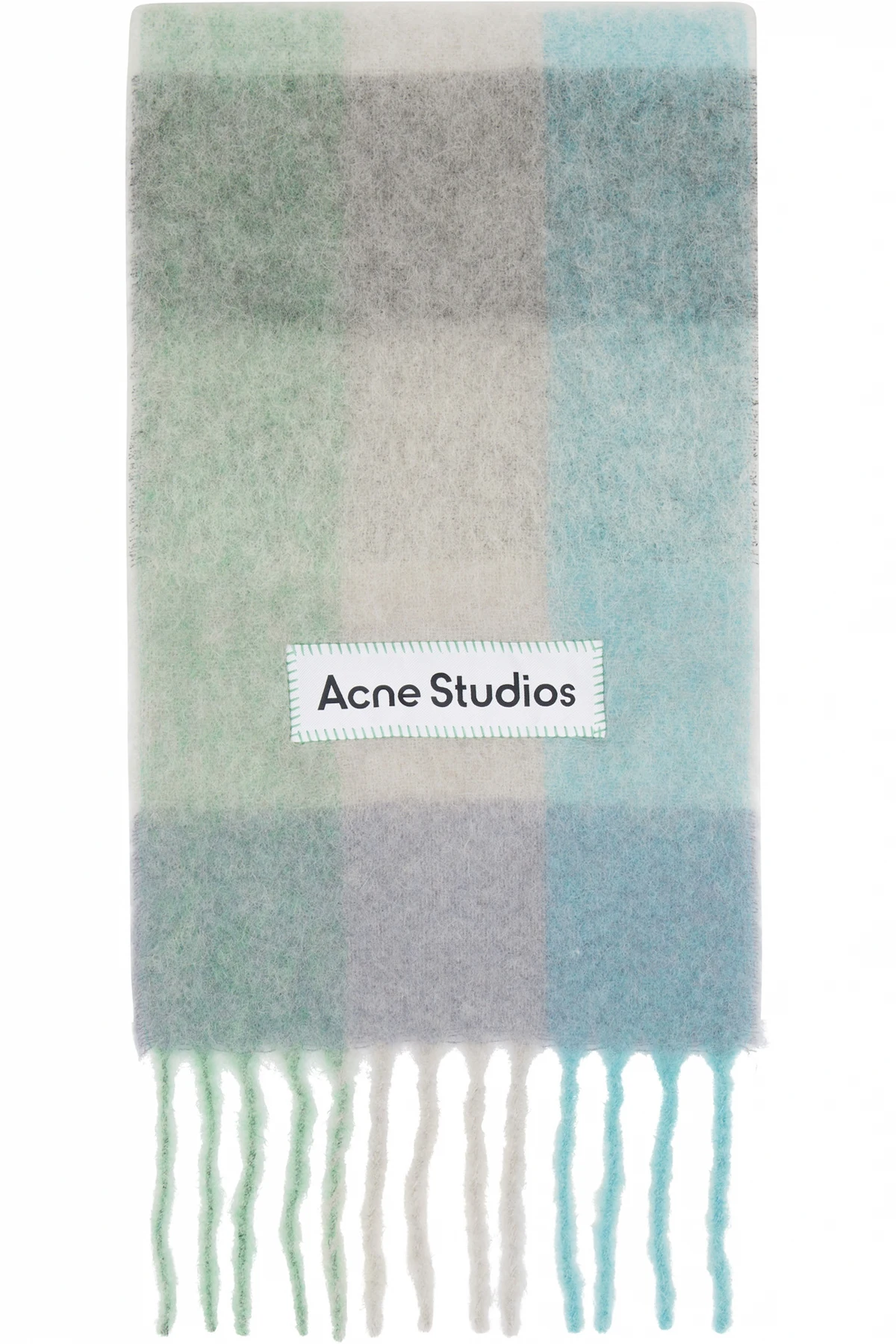 Blue & Green Check Fringe Scarf