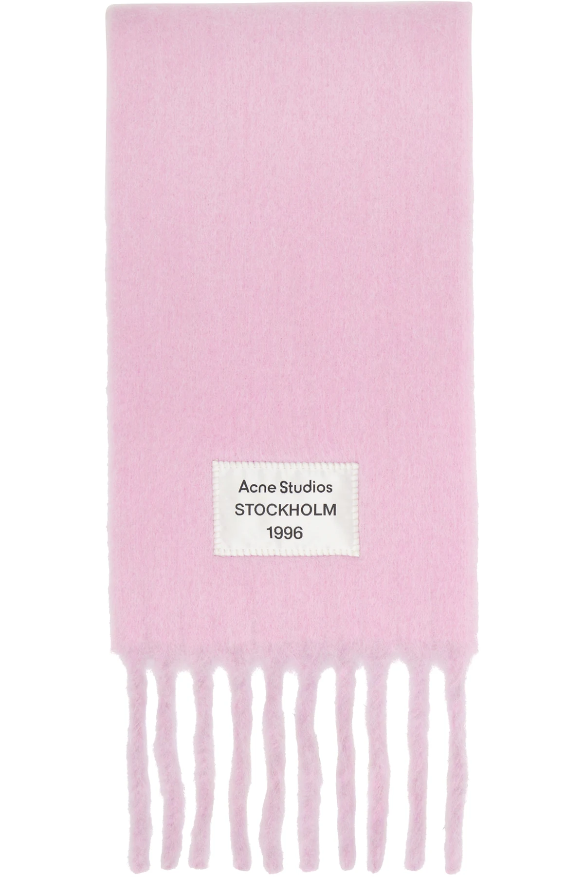 Pink Fringed Logo Label Scarf