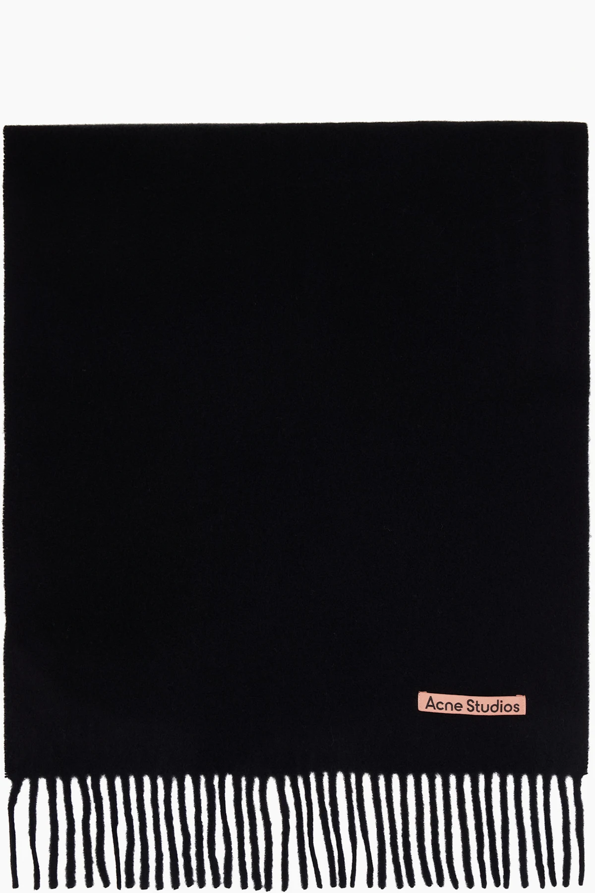 Black Fringe Wool Narrow Scarf