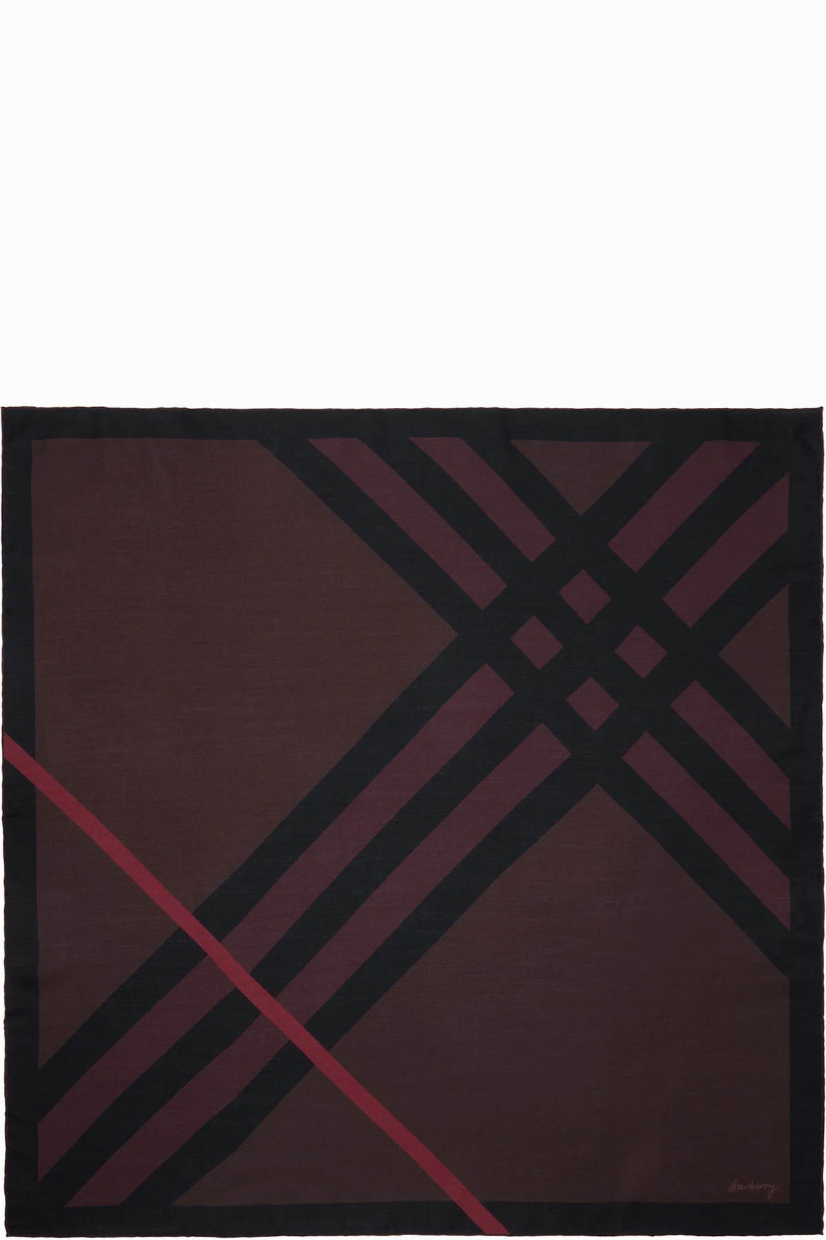 Burgundy & Black Check Cashmere Silk Scarf
