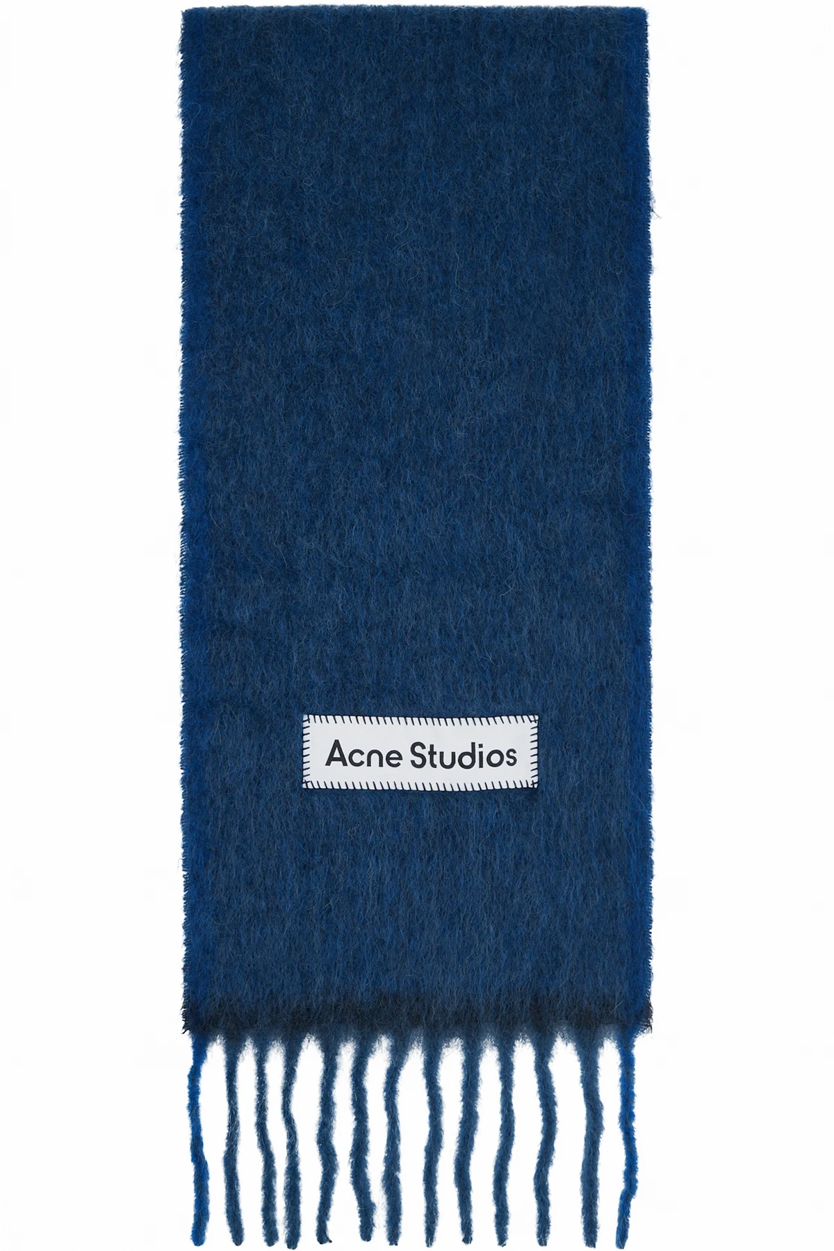 Navy Wool Mohair Narrow Scarf