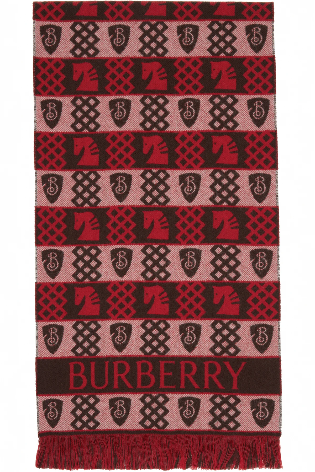 Red & Brown Chess Fair Isle Wool Scarf