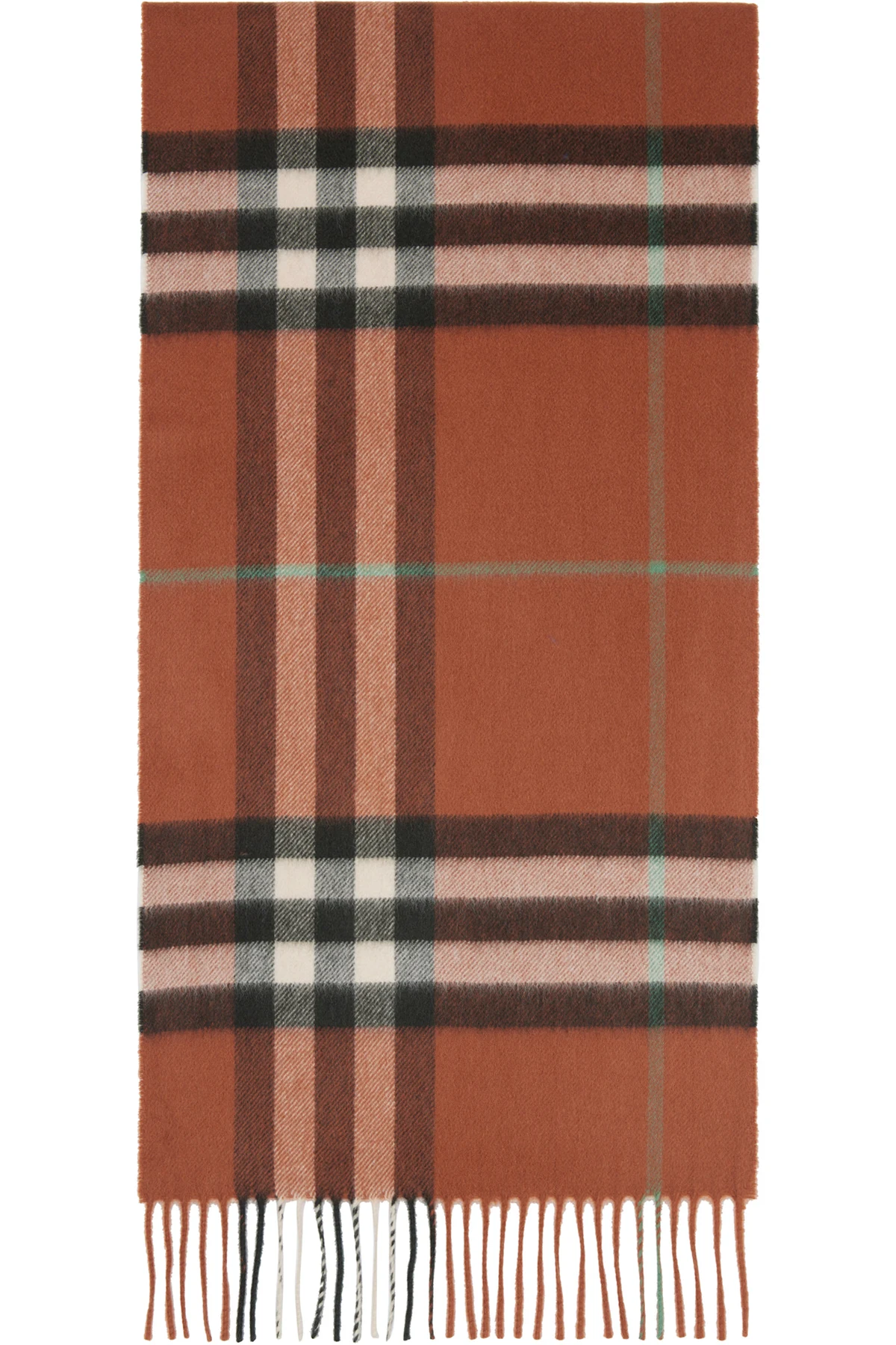 Tan Check Cashmere Scarf