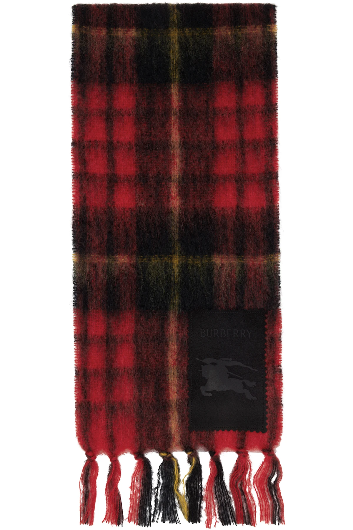 Red Check Mohair Wool Scarf
