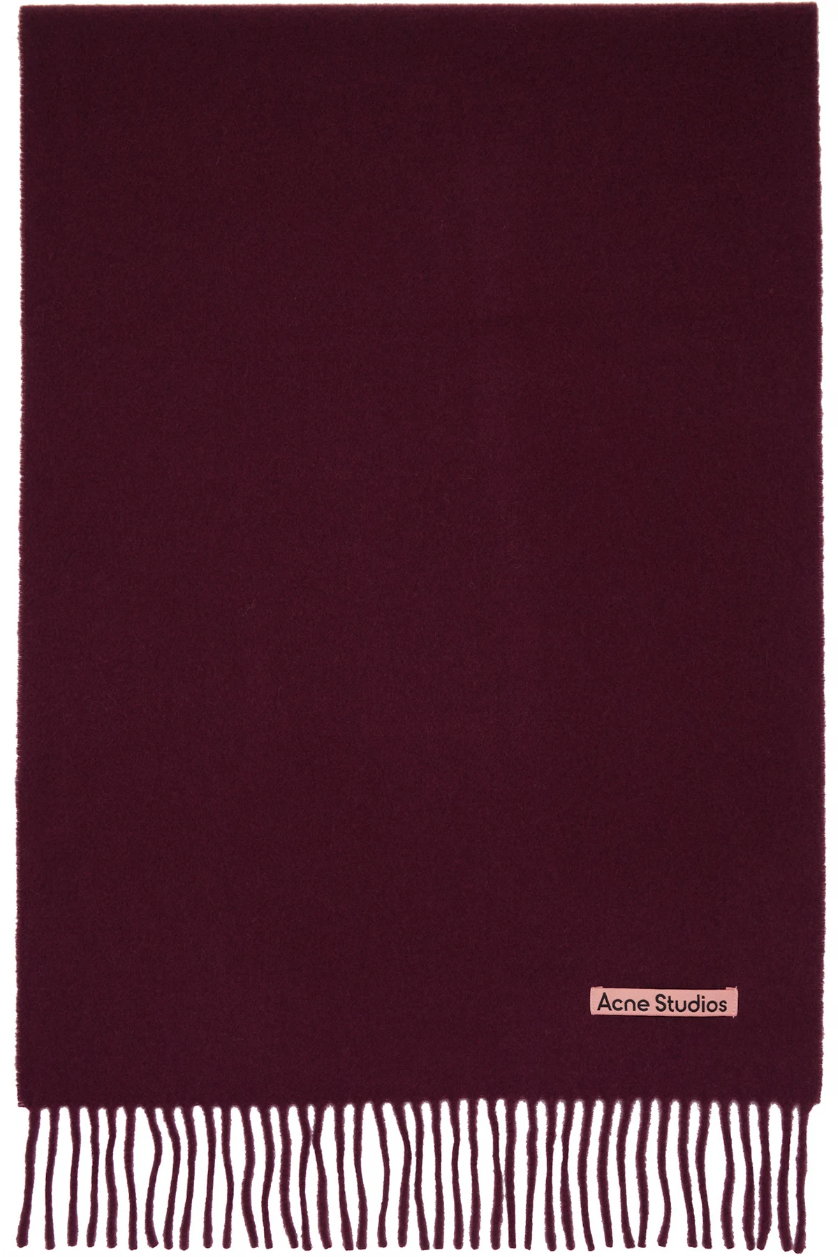 Burgundy Narrow Fringe Wool Scarf